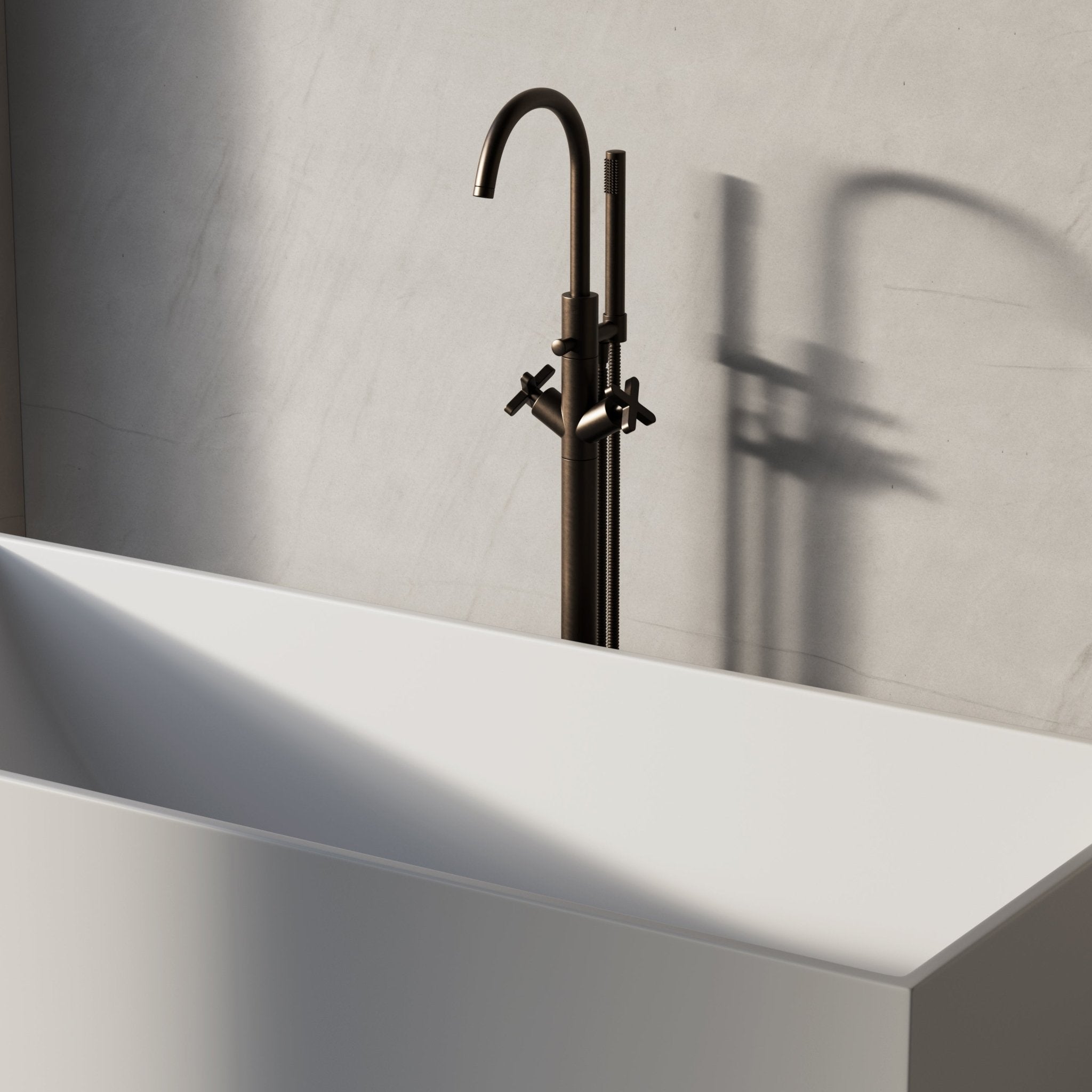 Image of Axiom Floor Standing Bath Mixer with Hand Shower - Cavari