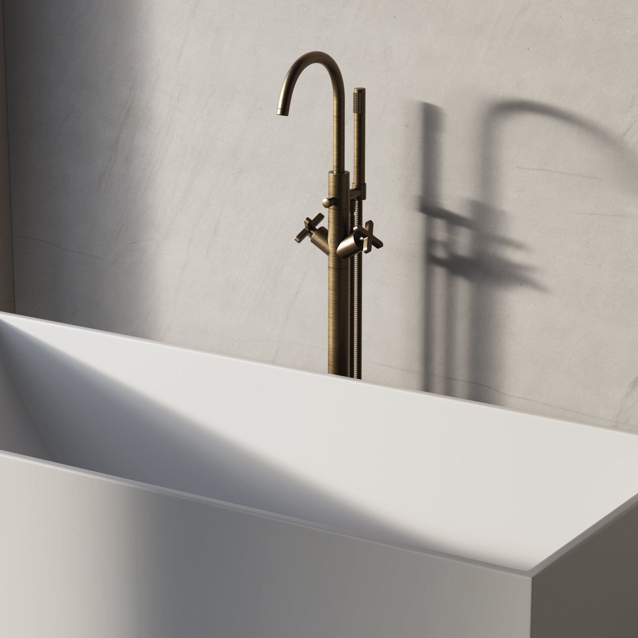 Image of Axiom Floor Standing Bath Mixer with Hand Shower - Cavari