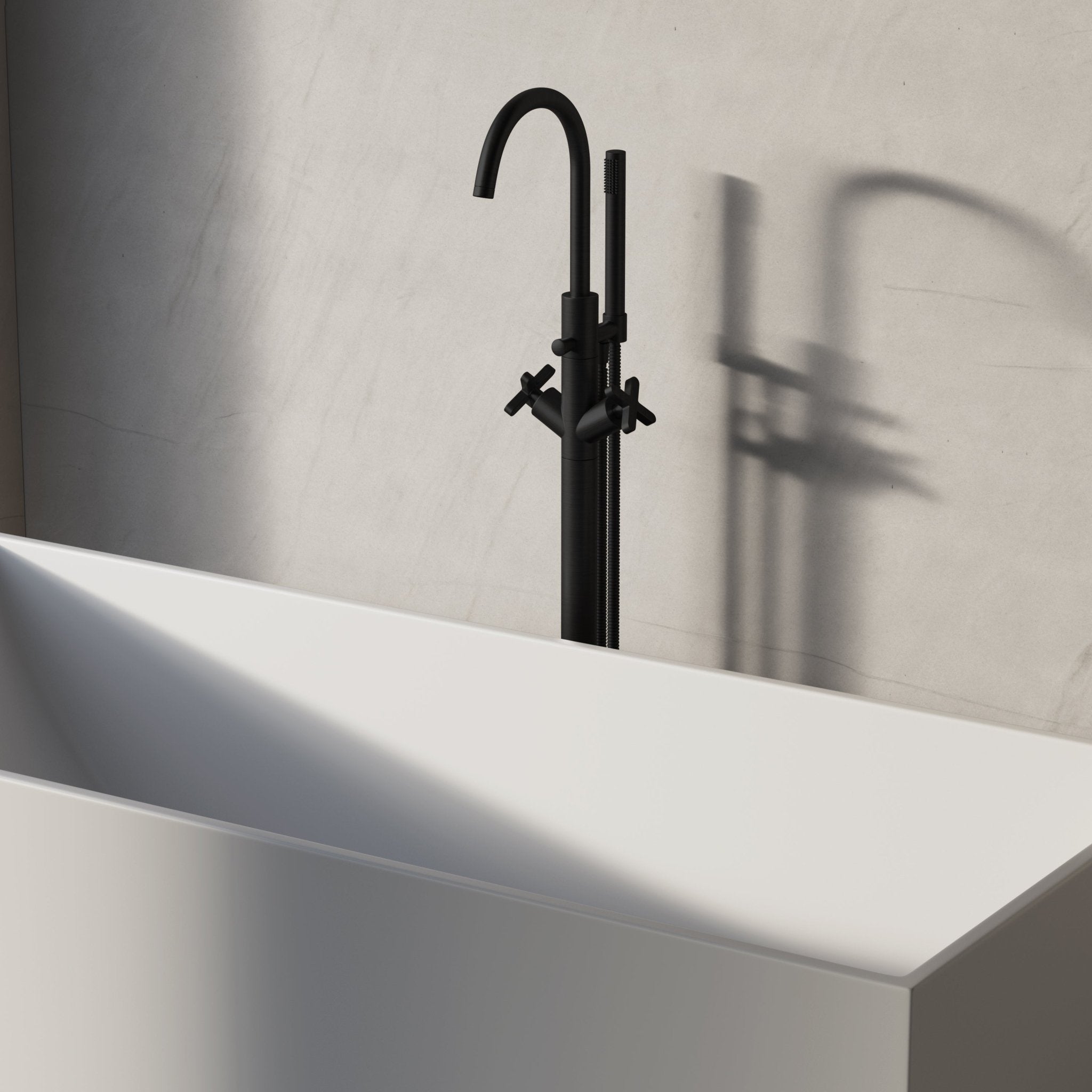Image of Axiom Floor Standing Bath Mixer with Hand Shower - Cavari