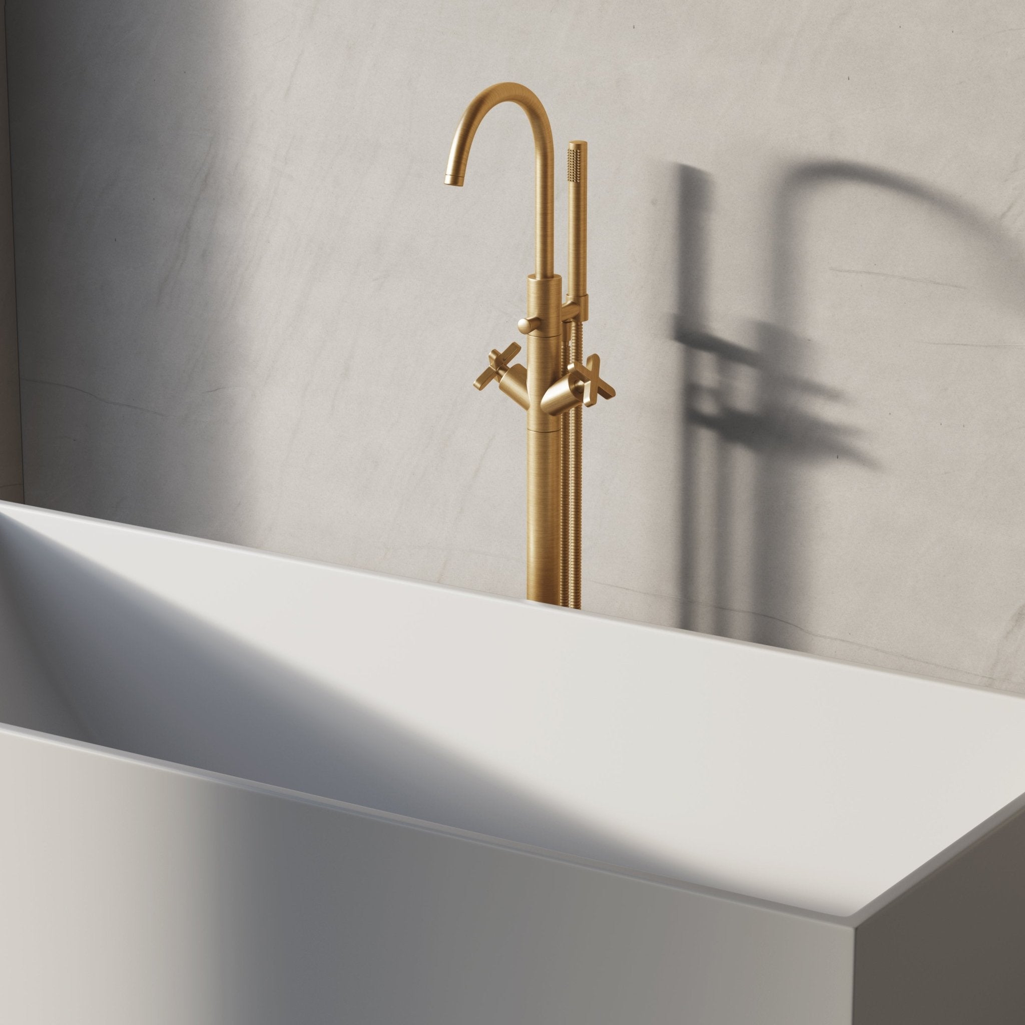 Image of Axiom Floor Standing Bath Mixer with Hand Shower - Cavari