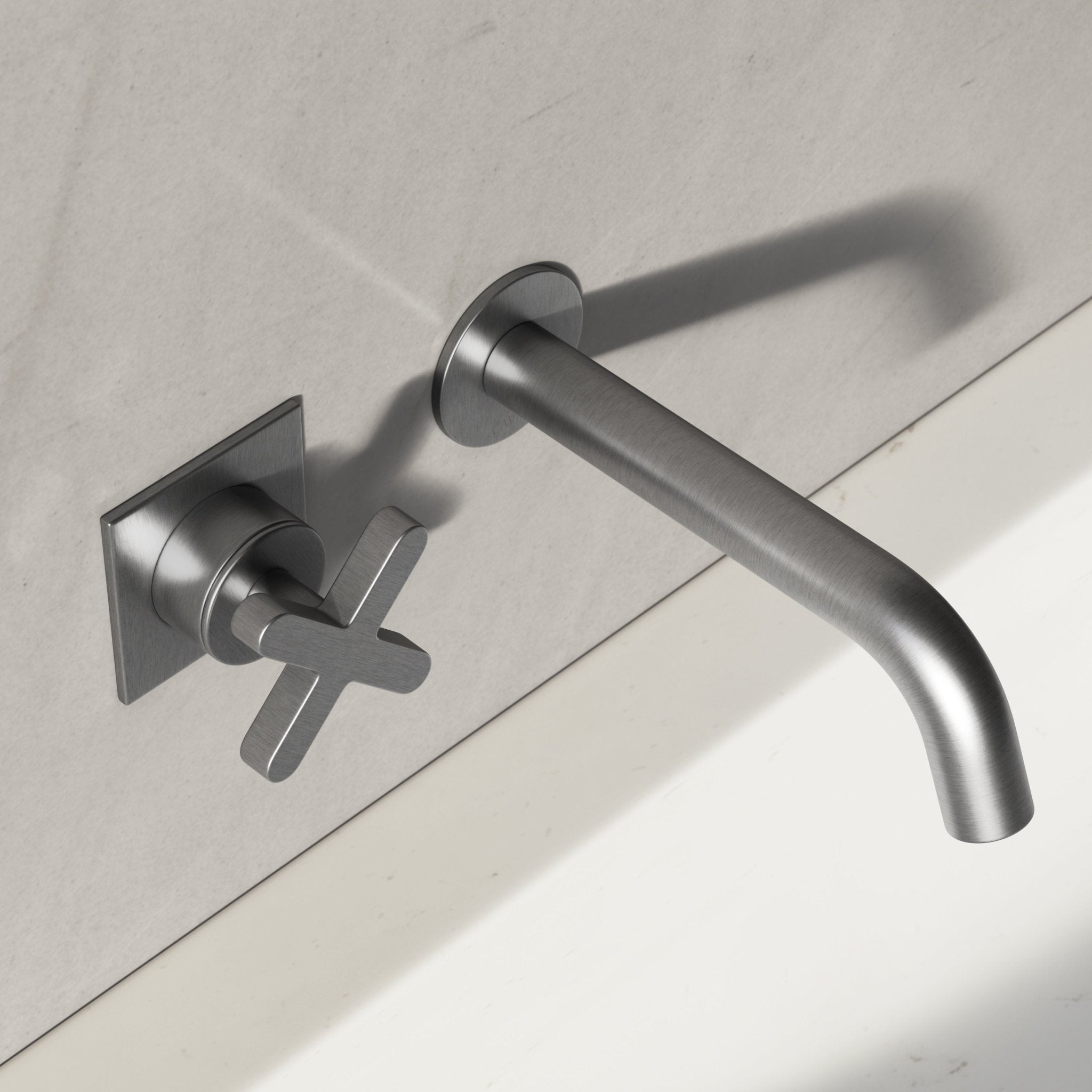 Image of Axiom Single Handle Wall Mounted Basin Mixer – Long Spout - Cavari