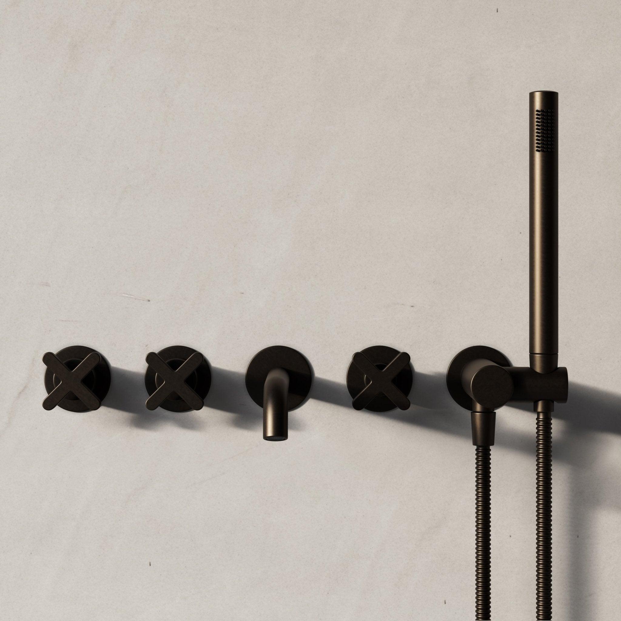Image of Axiom Wall Mounted Bath Mixer with Hand Shower - Cavari