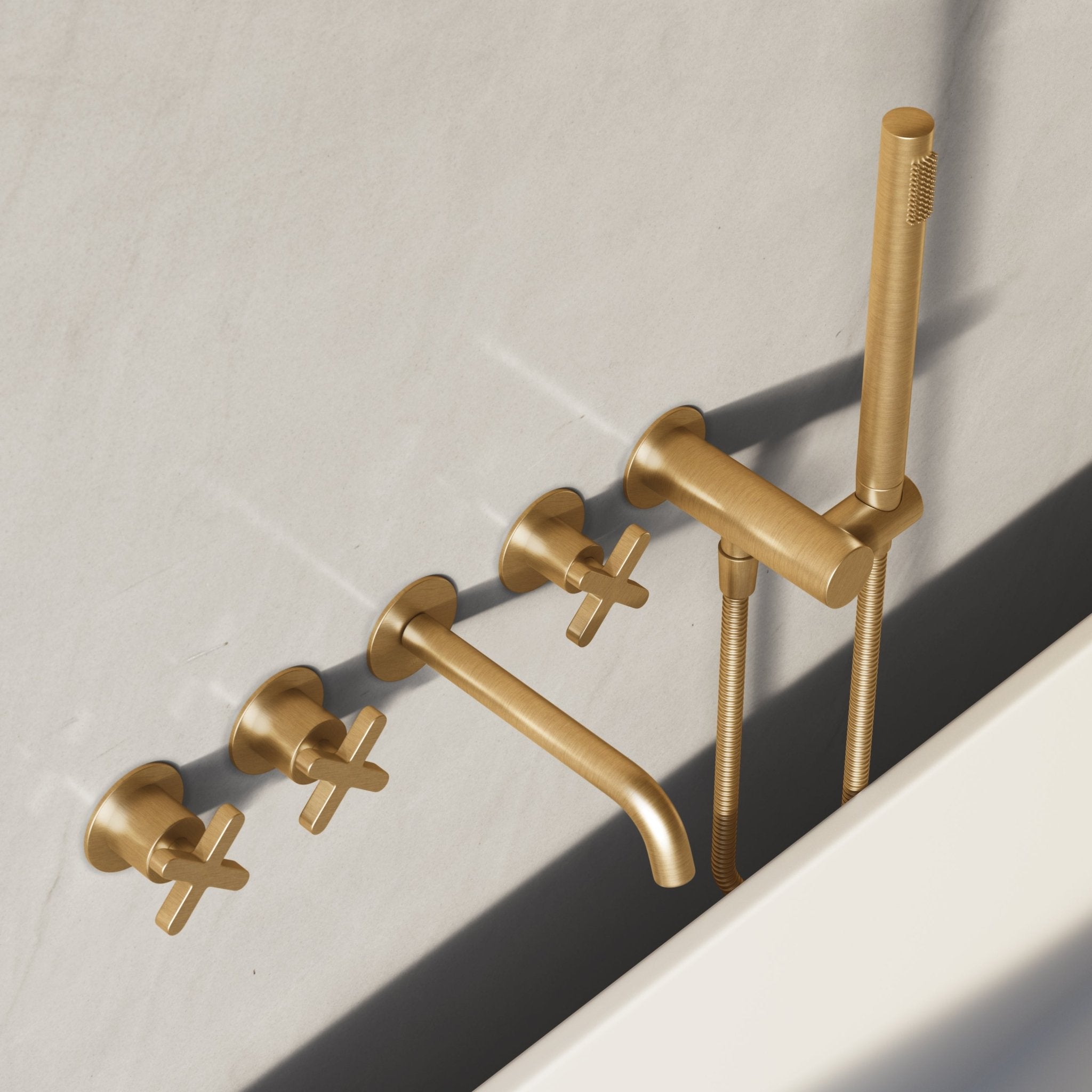 Image of Axiom Wall Mounted Bath Mixer with Hand Shower - Cavari