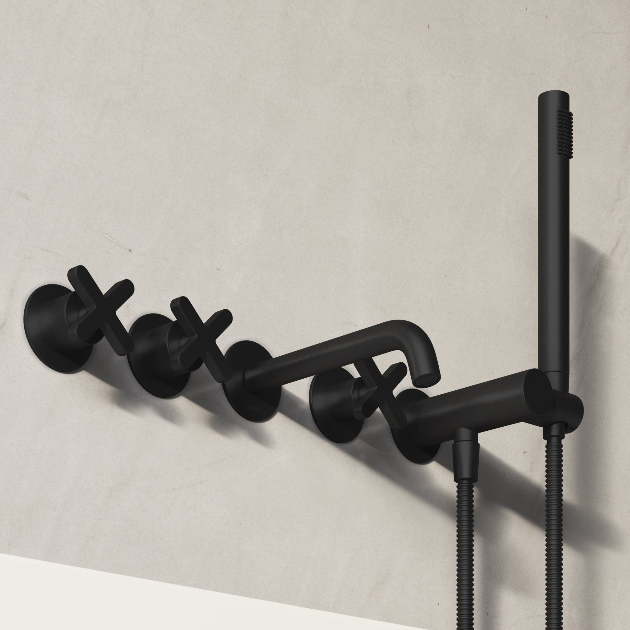 Image of Axiom Wall Mounted Bath Mixer with Hand Shower - Cavari