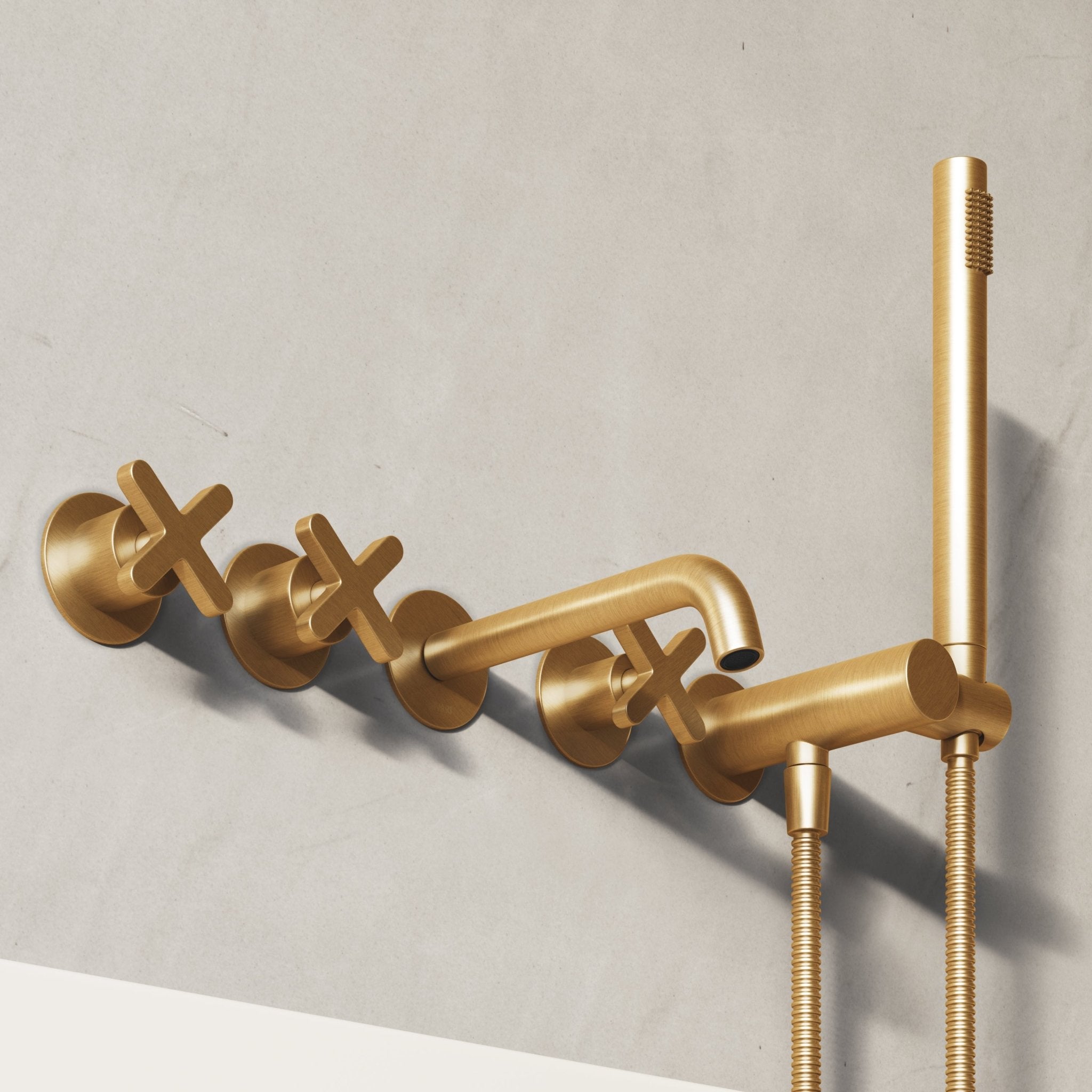 Image of Axiom Wall Mounted Bath Mixer with Hand Shower - Cavari