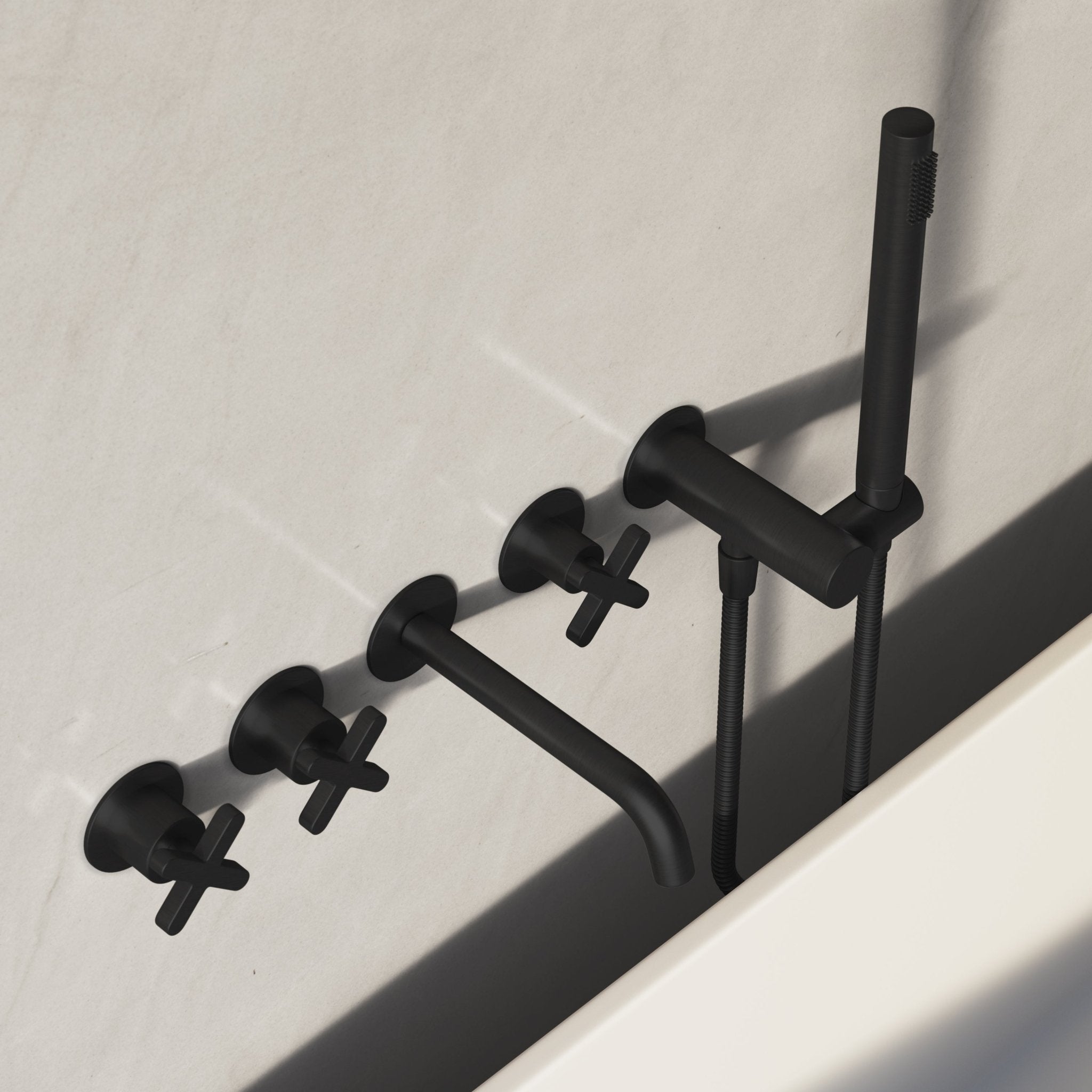 Image of Axiom Wall Mounted Bath Mixer with Hand Shower - Cavari