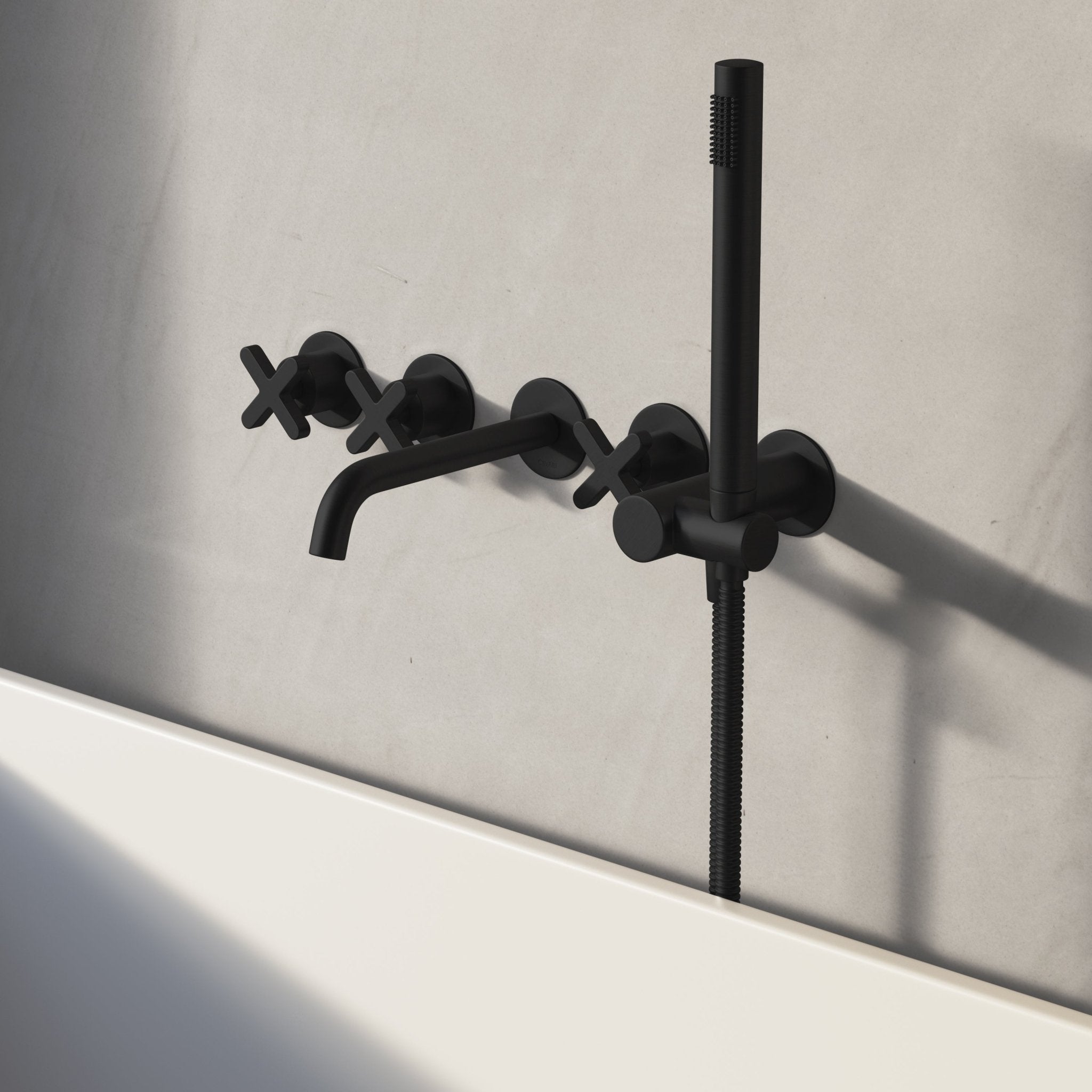 Image of Axiom Wall Mounted Bath Mixer with Hand Shower - Cavari