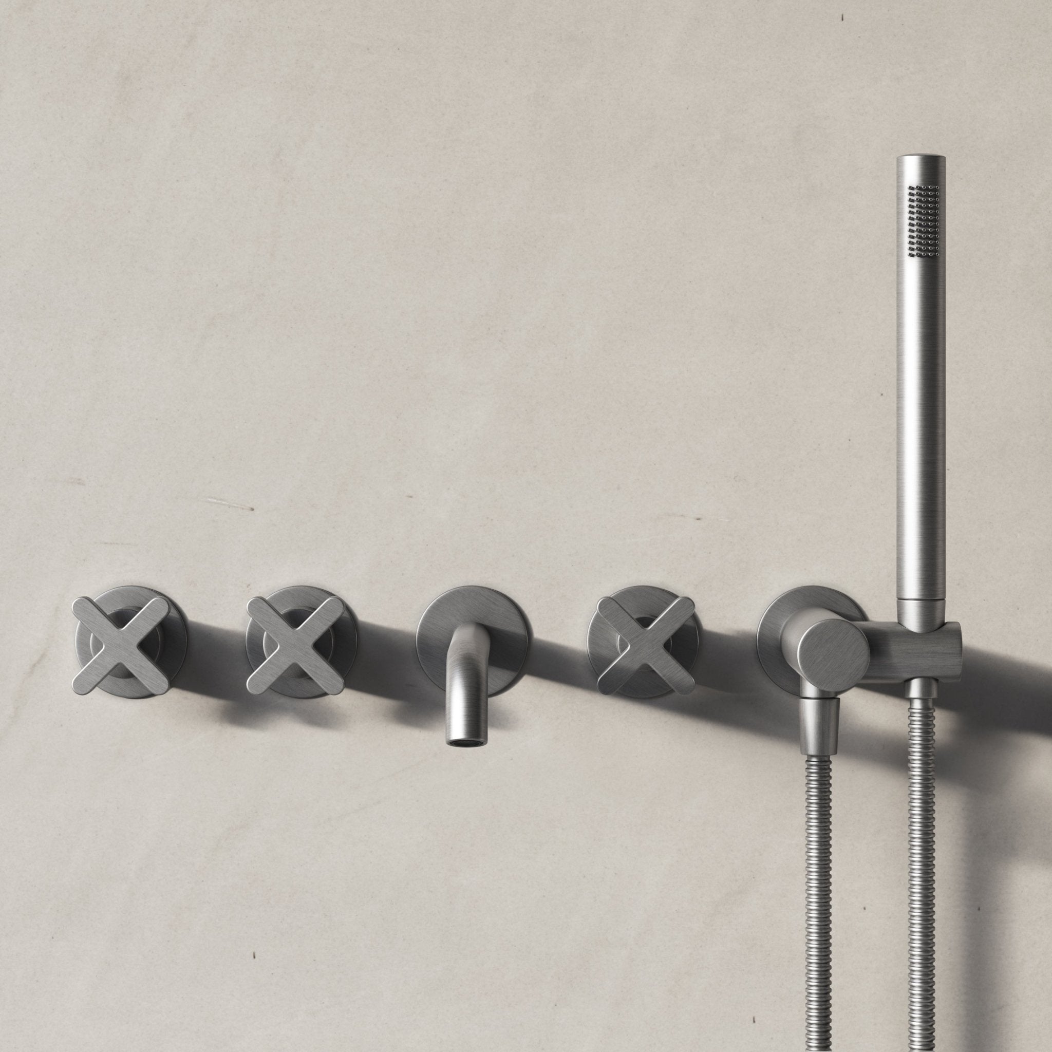 Image of Axiom Wall Mounted Bath Mixer with Hand Shower - Cavari