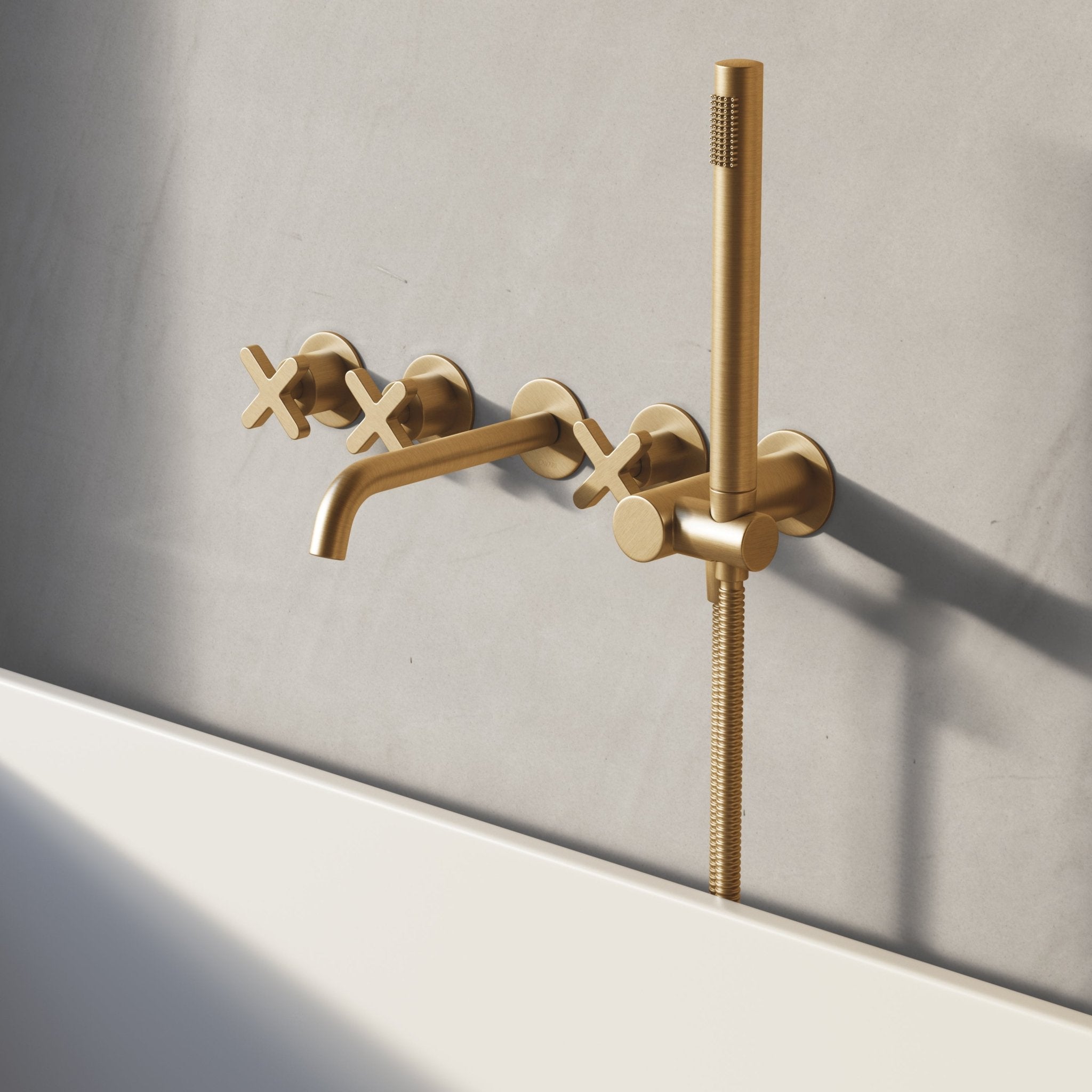 Image of Axiom Wall Mounted Bath Mixer with Hand Shower - Cavari