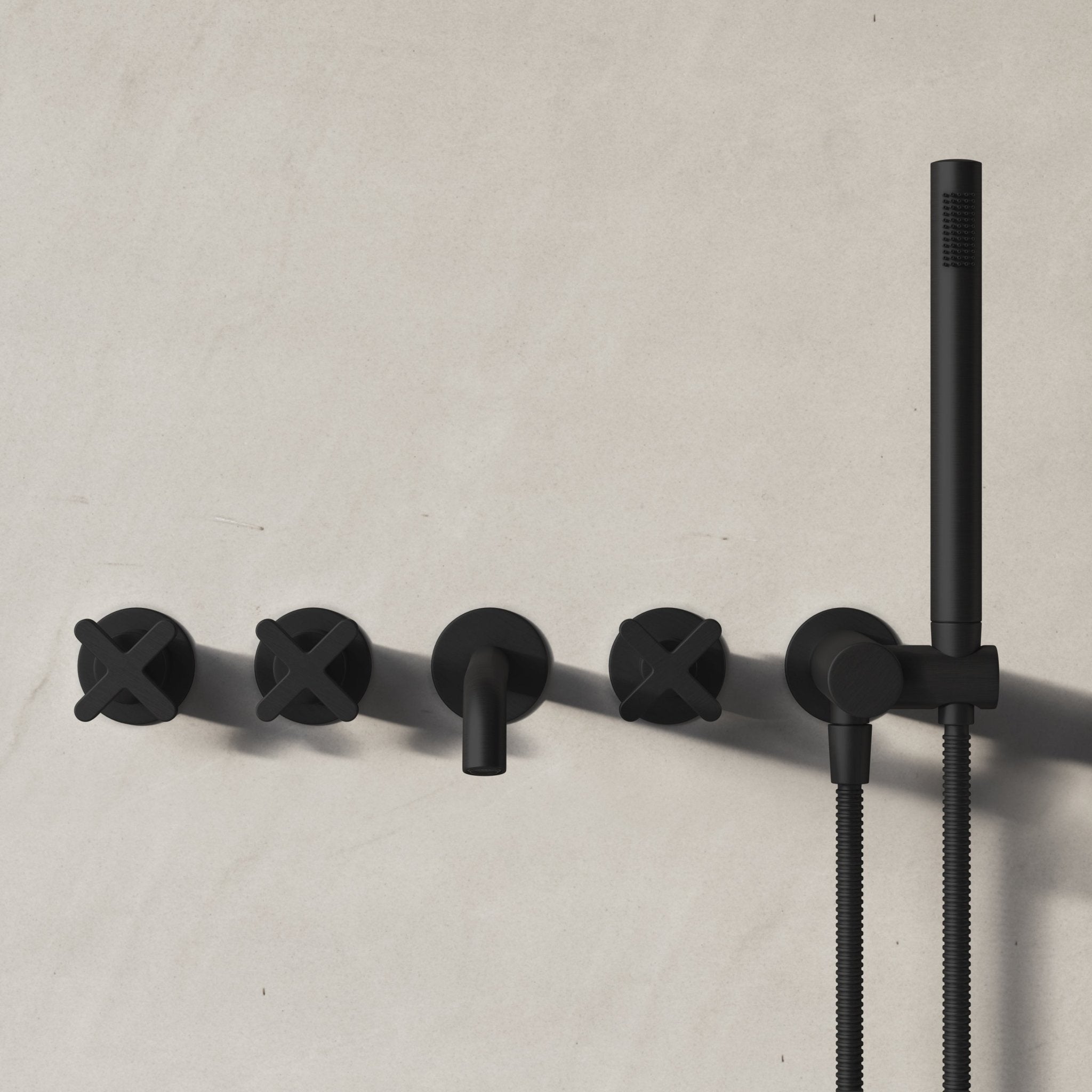Image of Axiom Wall Mounted Bath Mixer with Hand Shower - Cavari
