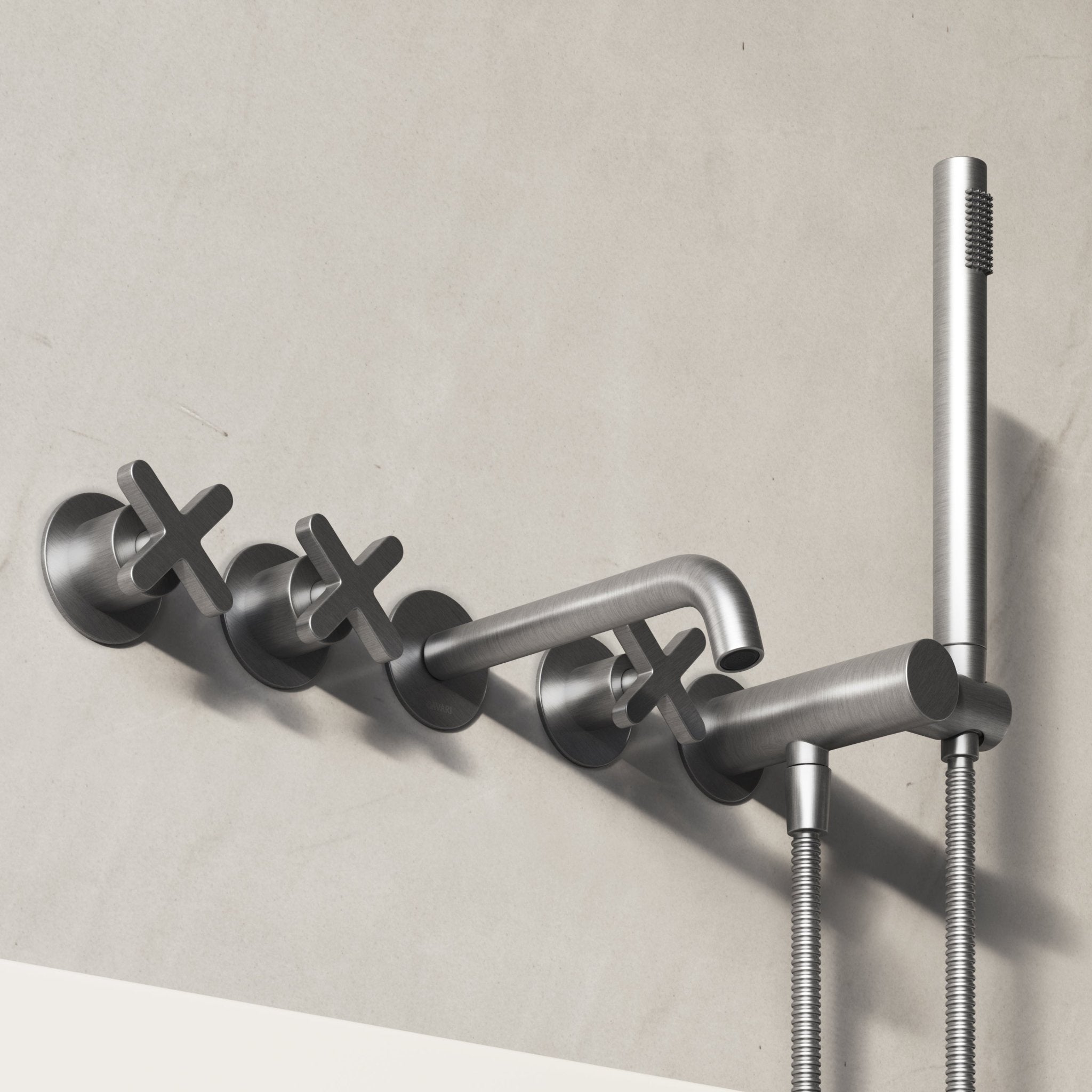 Image of Axiom Wall Mounted Bath Mixer with Hand Shower - Cavari