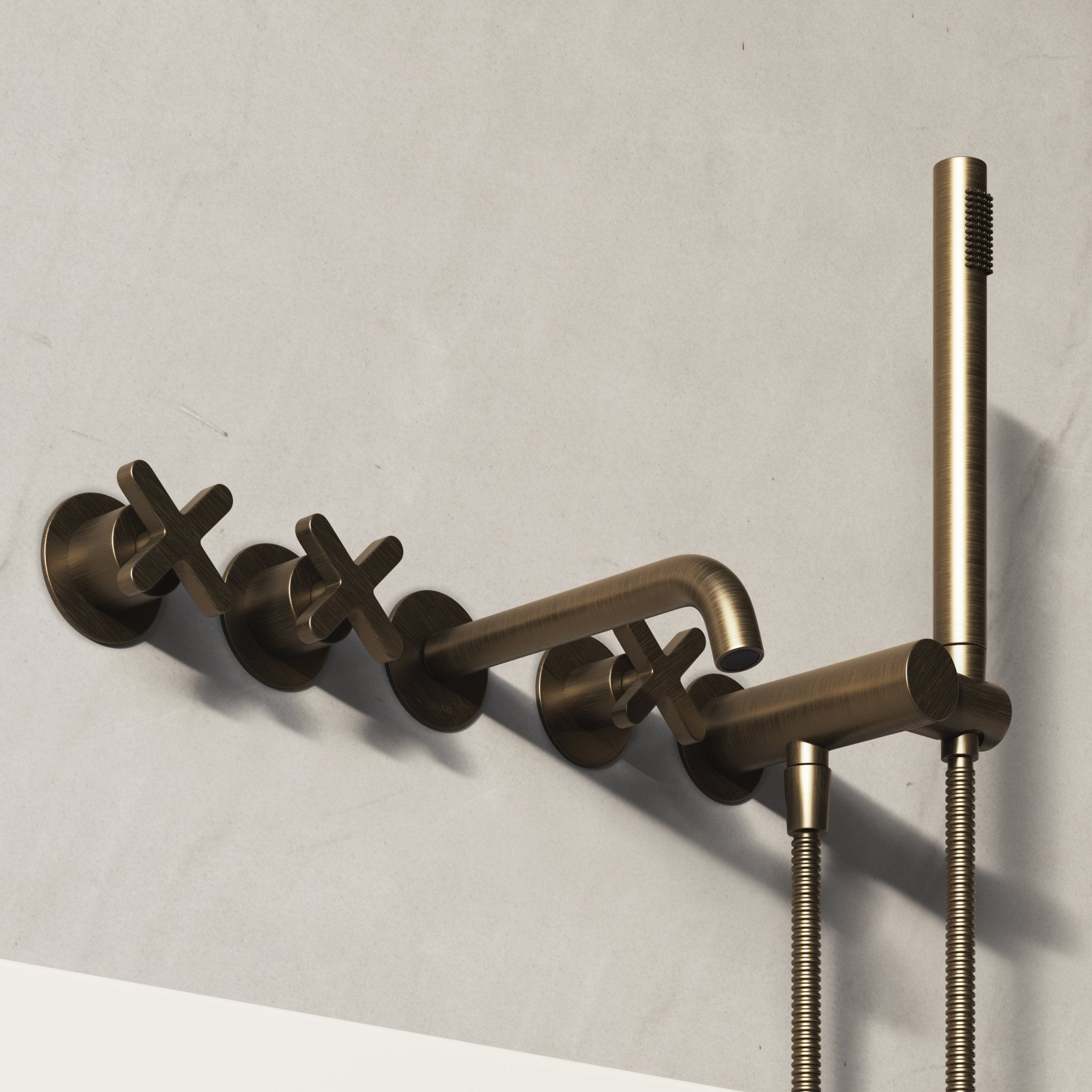 Image of Axiom Wall Mounted Bath Mixer with Hand Shower - Cavari
