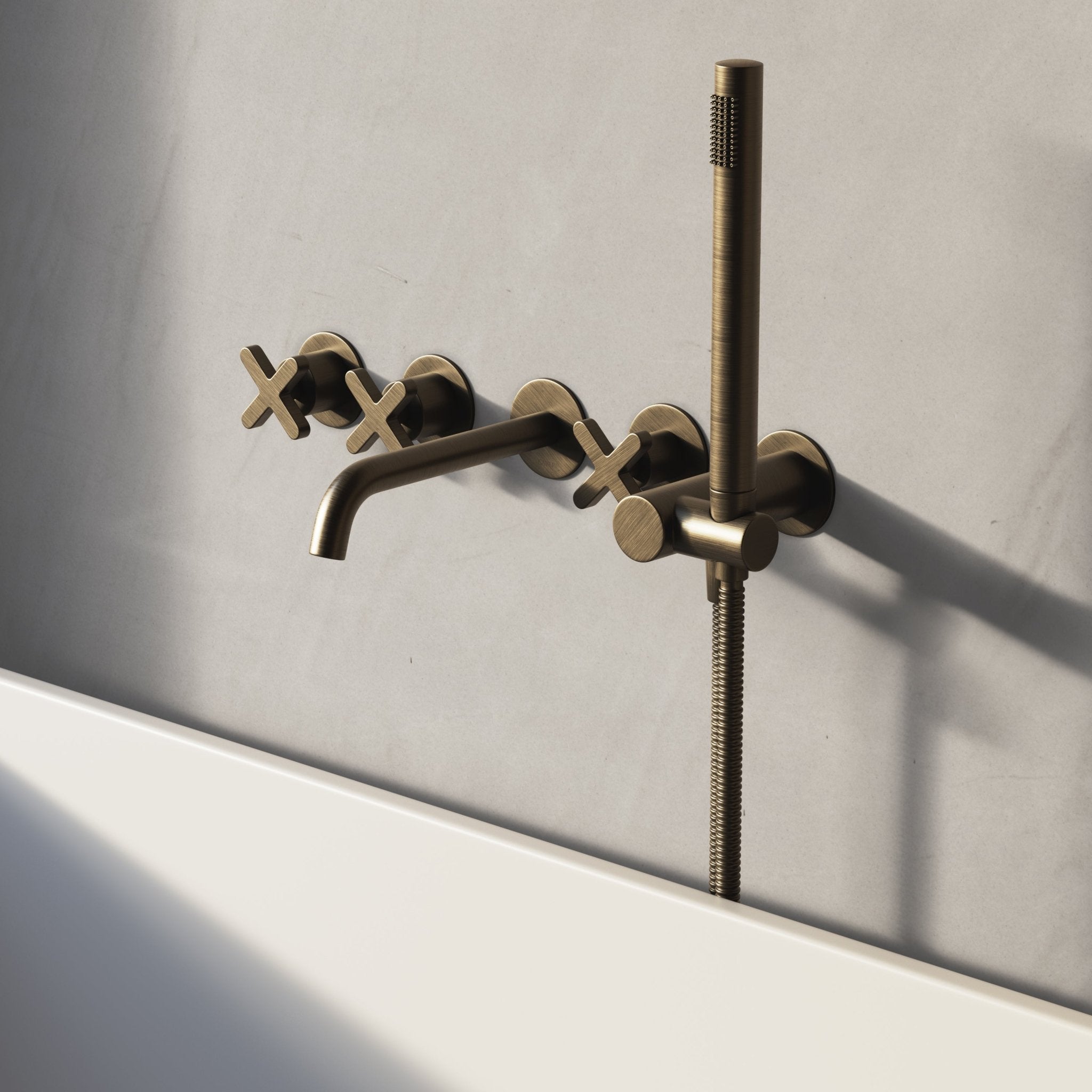 Image of Axiom Wall Mounted Bath Mixer with Hand Shower - Cavari