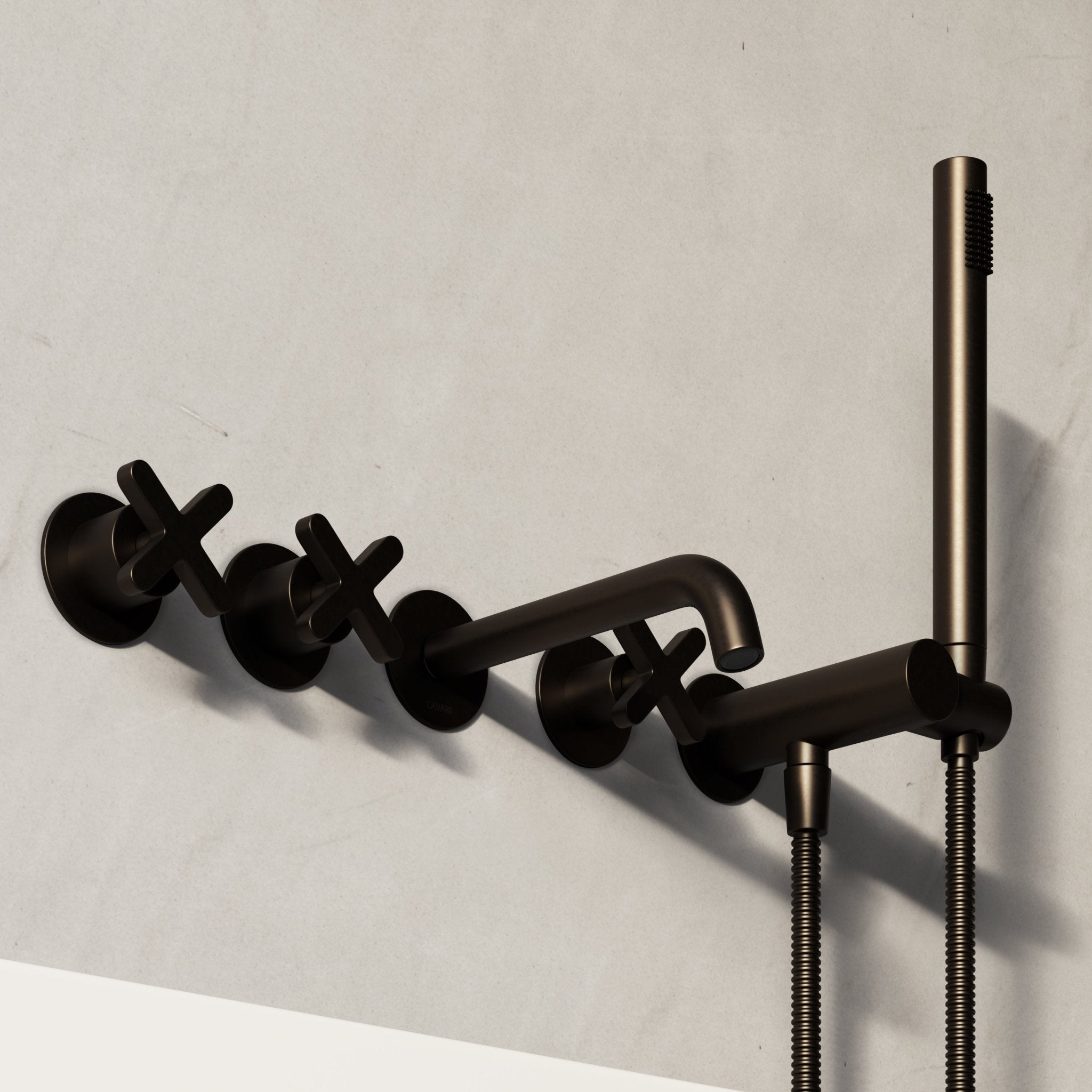 Image of Axiom Wall Mounted Bath Mixer with Hand Shower - Cavari