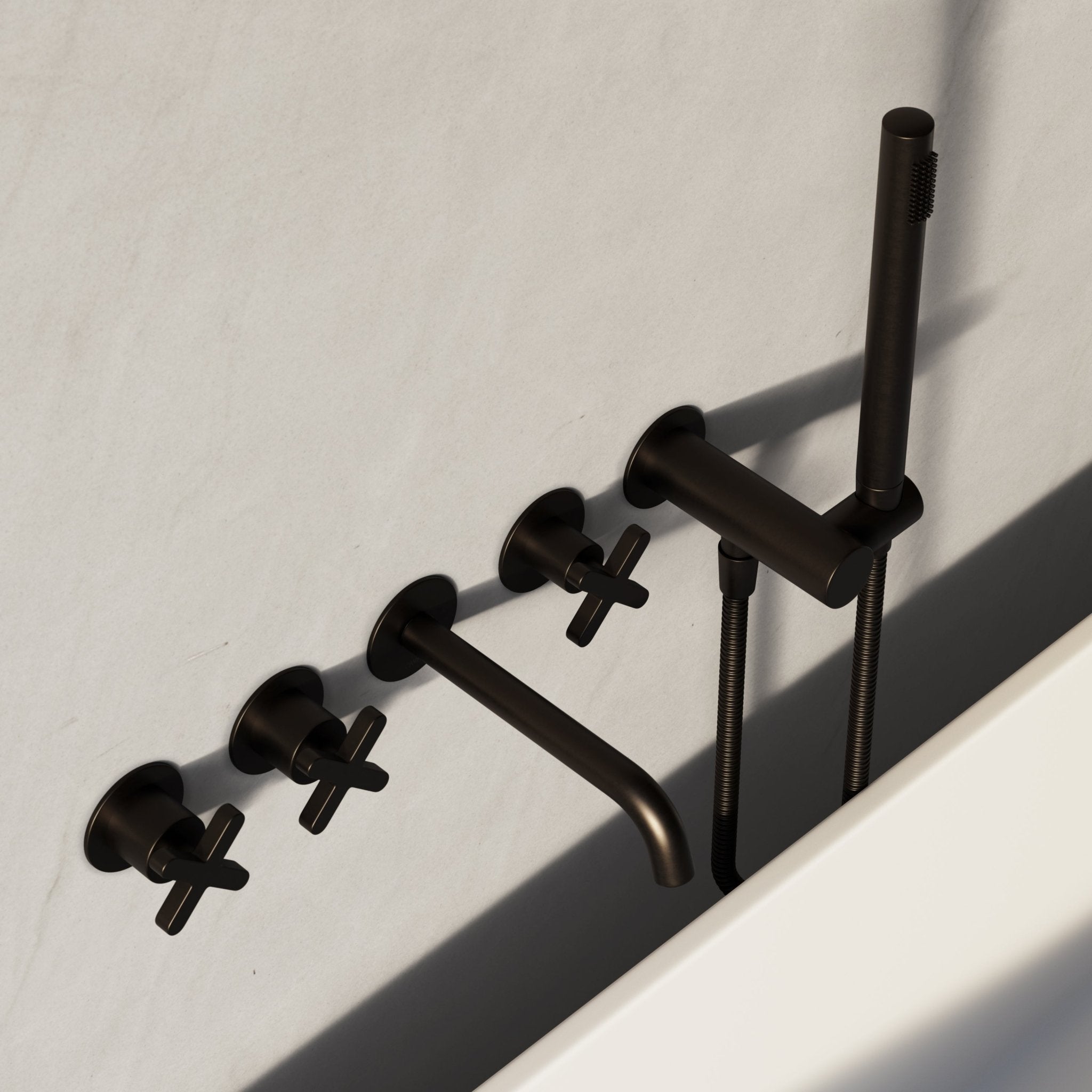 Image of Axiom Wall Mounted Bath Mixer with Hand Shower - Cavari