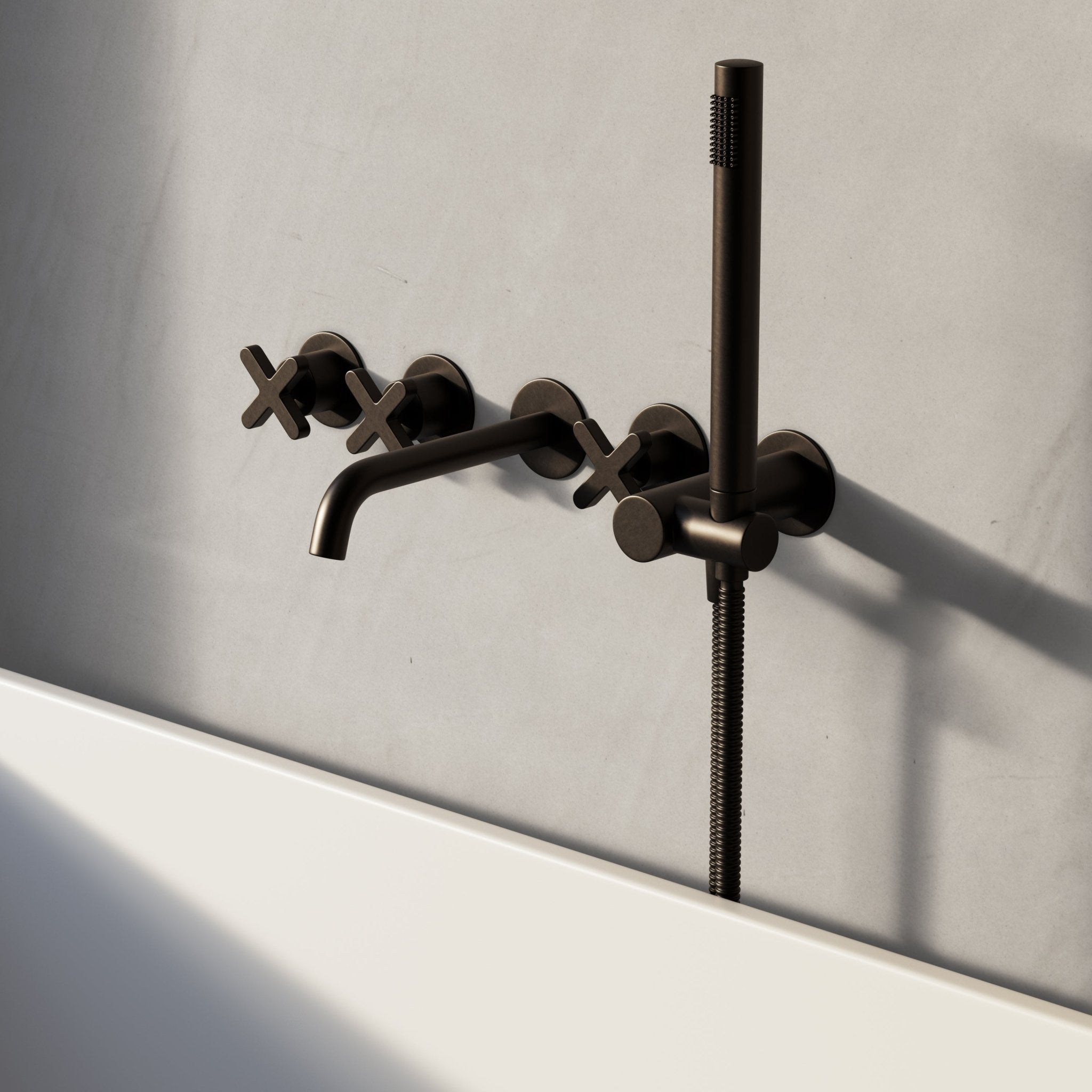 Image of Axiom Wall Mounted Bath Mixer with Hand Shower - Cavari