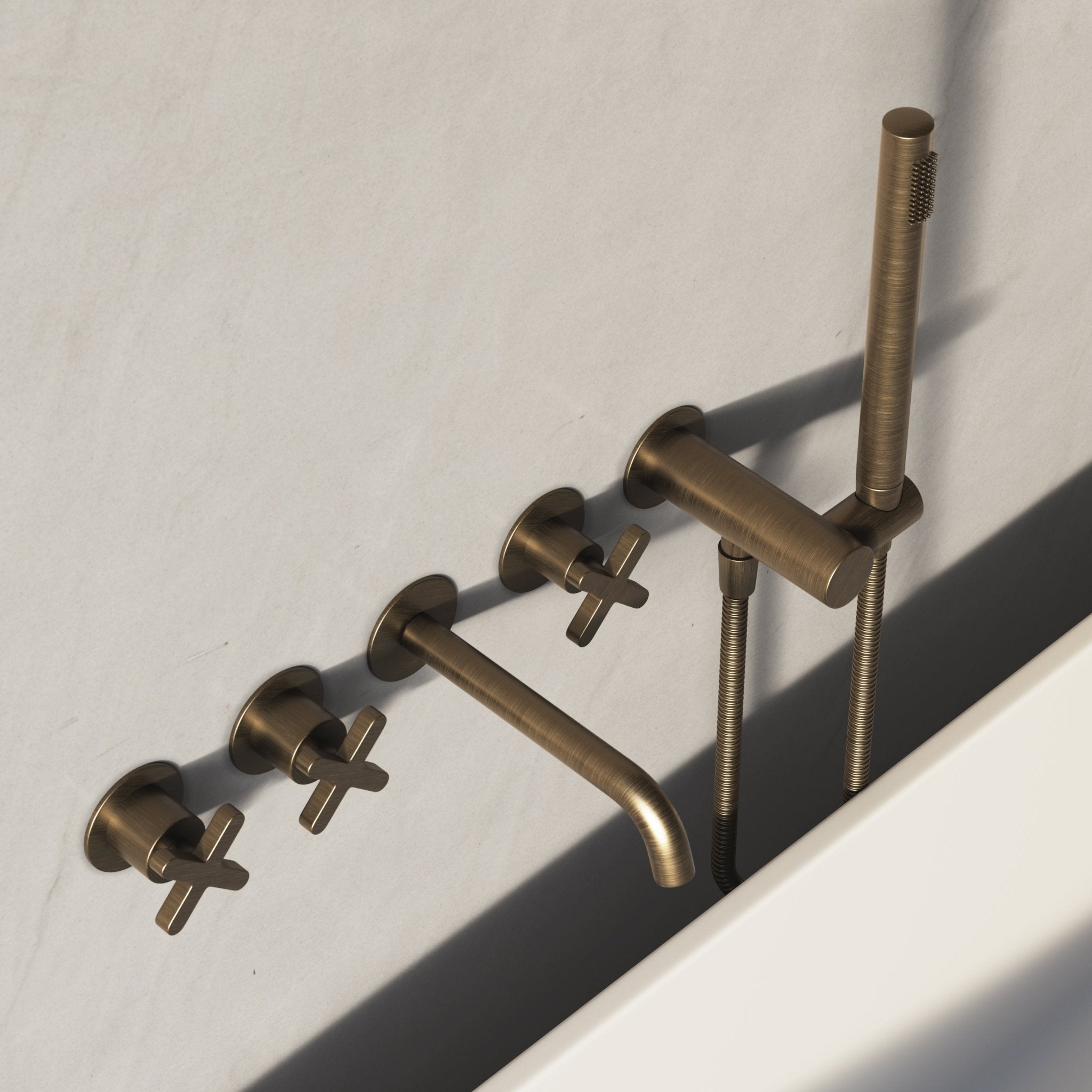 Image of Axiom Wall Mounted Bath Mixer with Hand Shower - Cavari