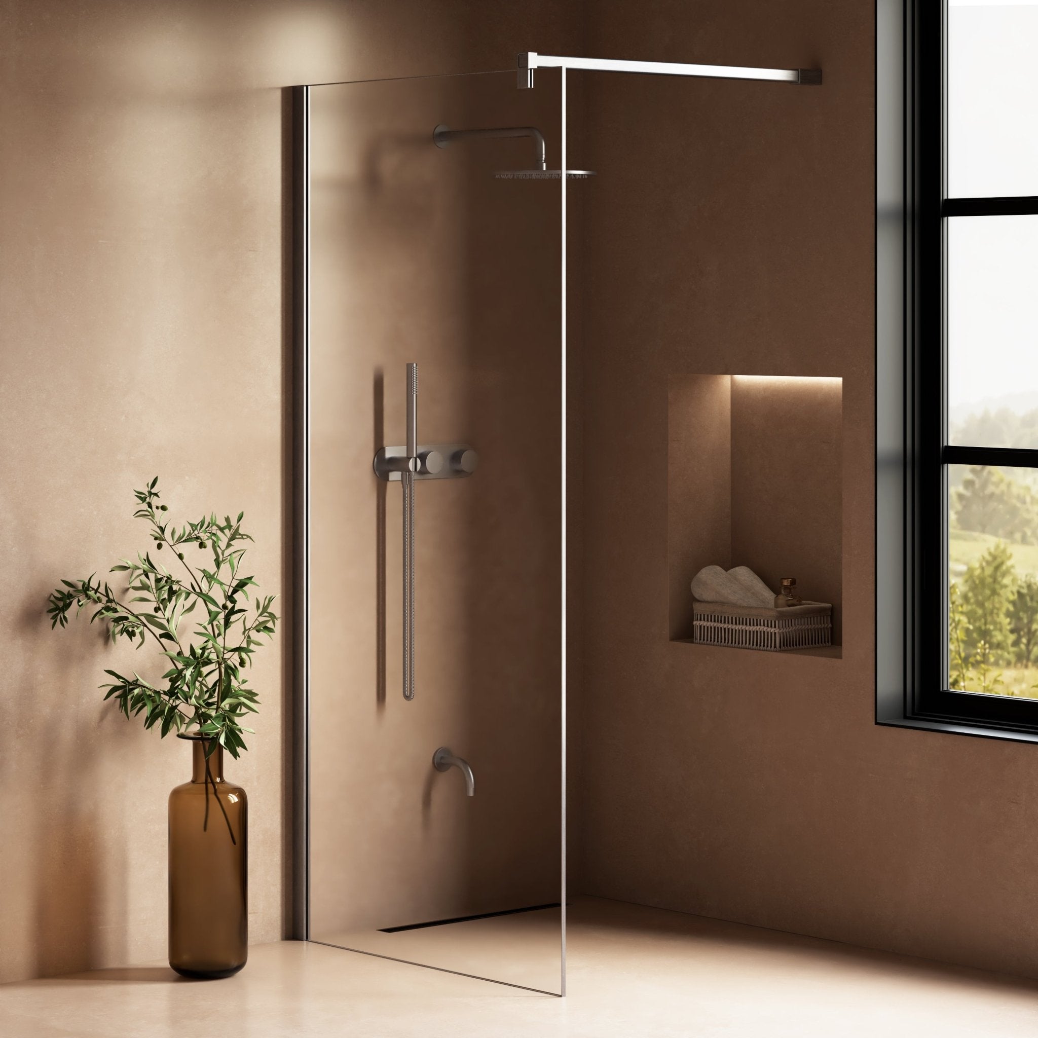 Image of Cipher Frameless Shower Screen - Cavari