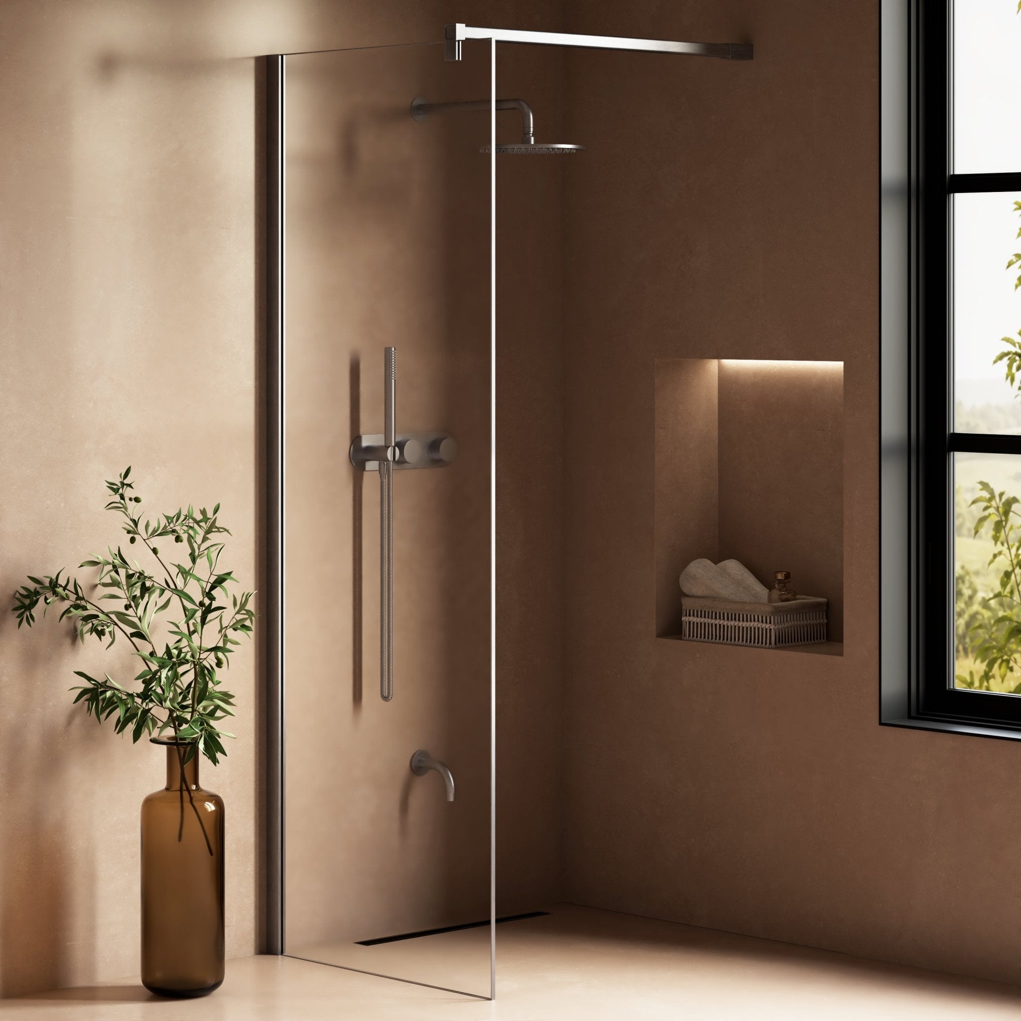Image of Cipher Frameless Shower Screen - Cavari