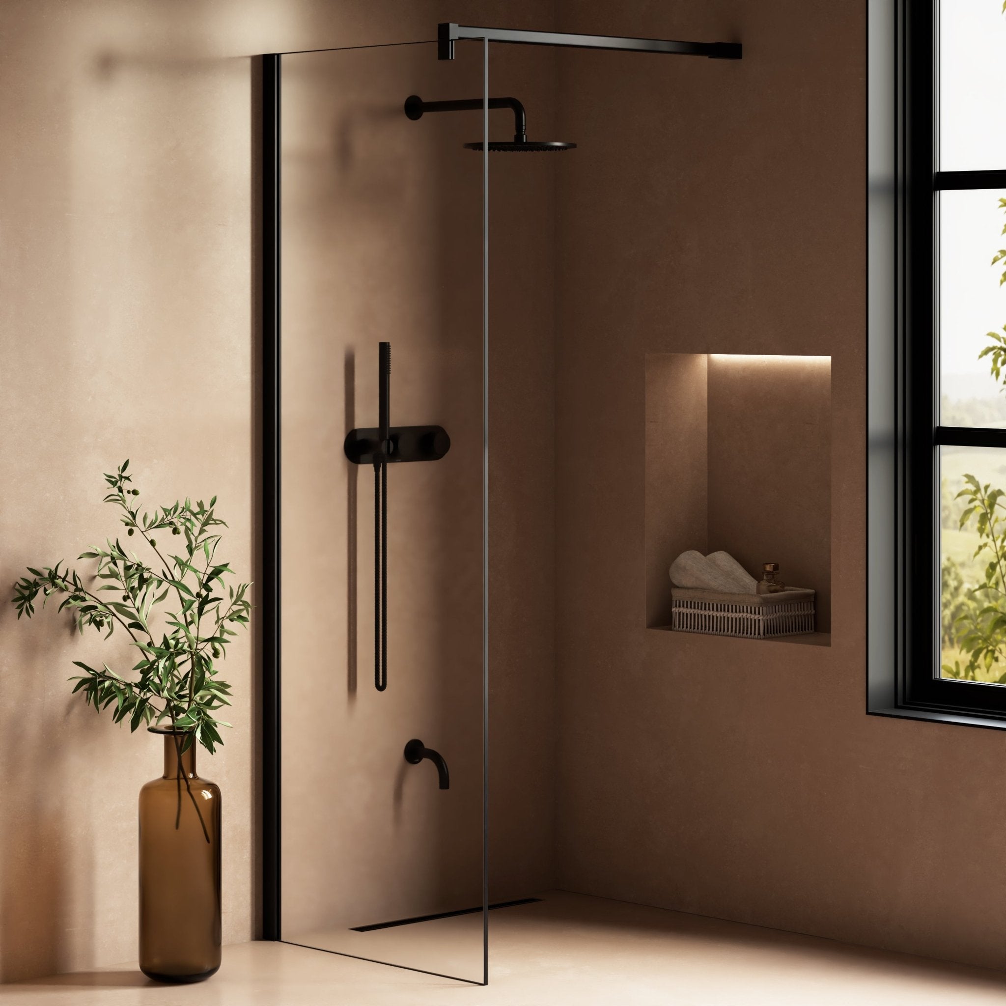 Image of Cipher Frameless Shower Screen - Cavari