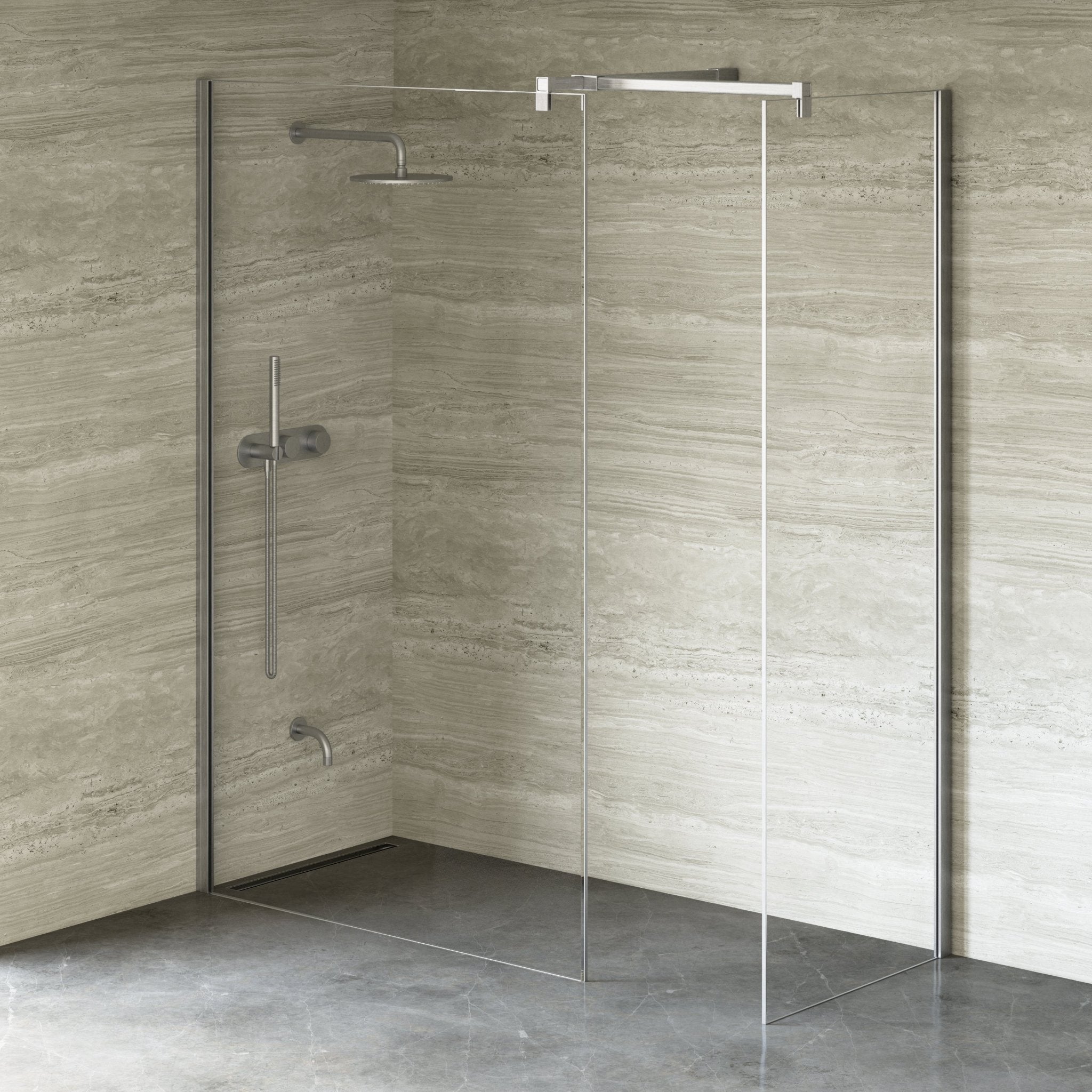 Image of Cipher Frameless Shower Screen - Return Panel - Cavari
