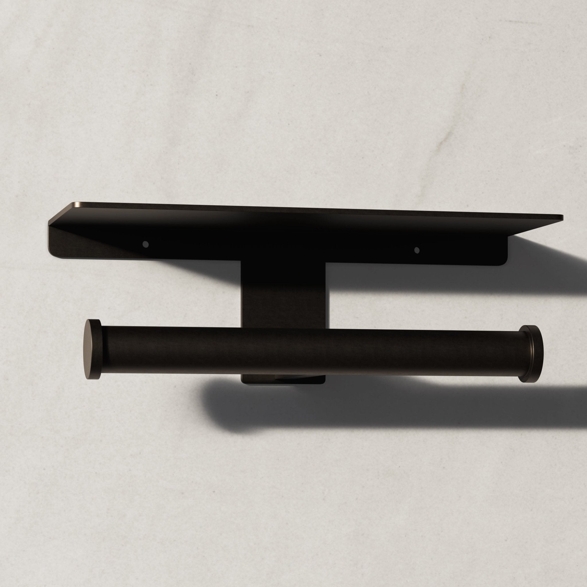 Image of Double Toilet Roll Holder with Shelf - Cavari