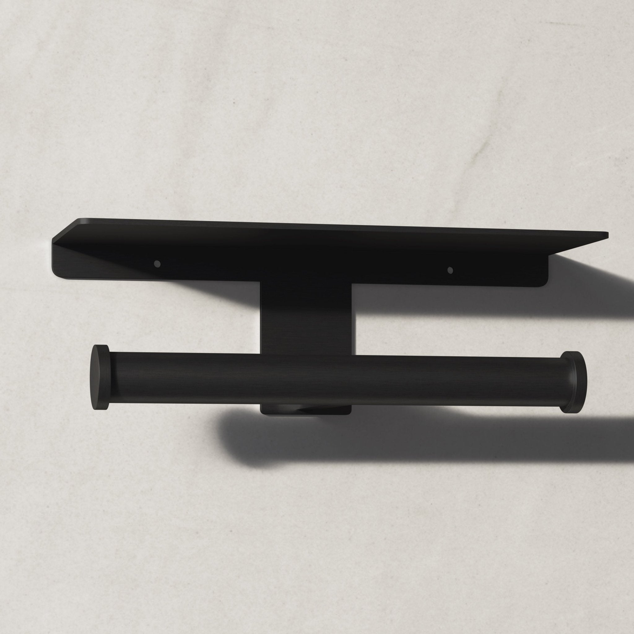 Image of Double Toilet Roll Holder with Shelf - Cavari