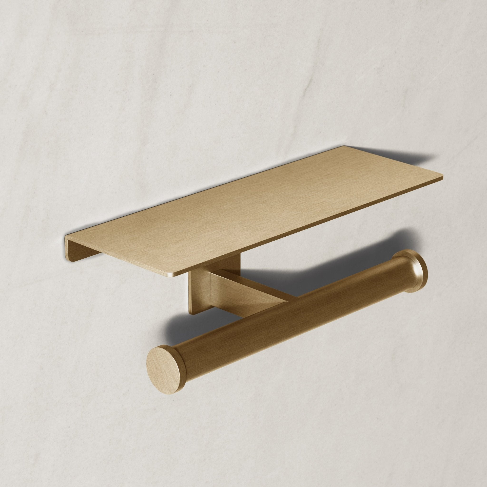 Image of Double Toilet Roll Holder with Shelf - Cavari