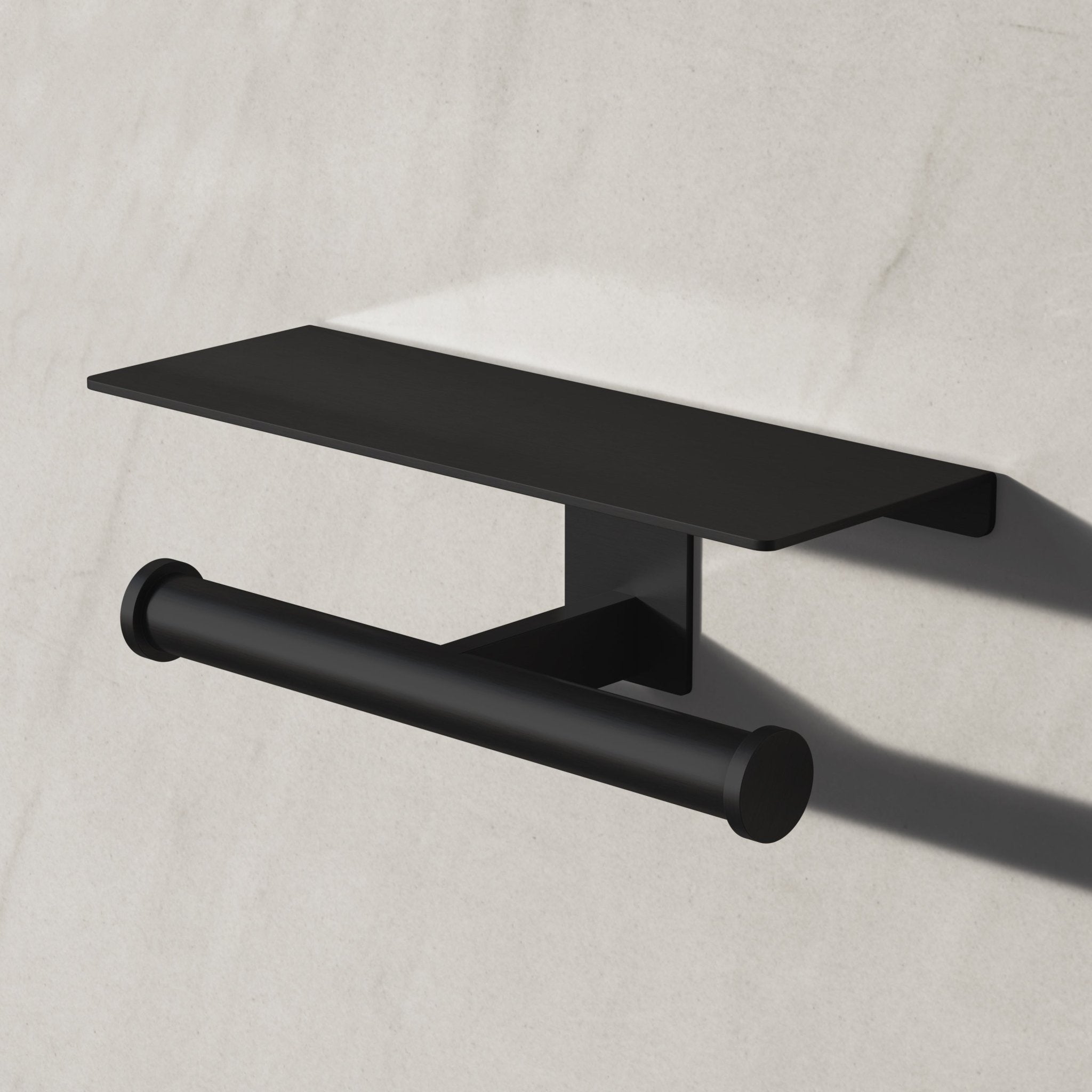 Image of Double Toilet Roll Holder with Shelf - Cavari