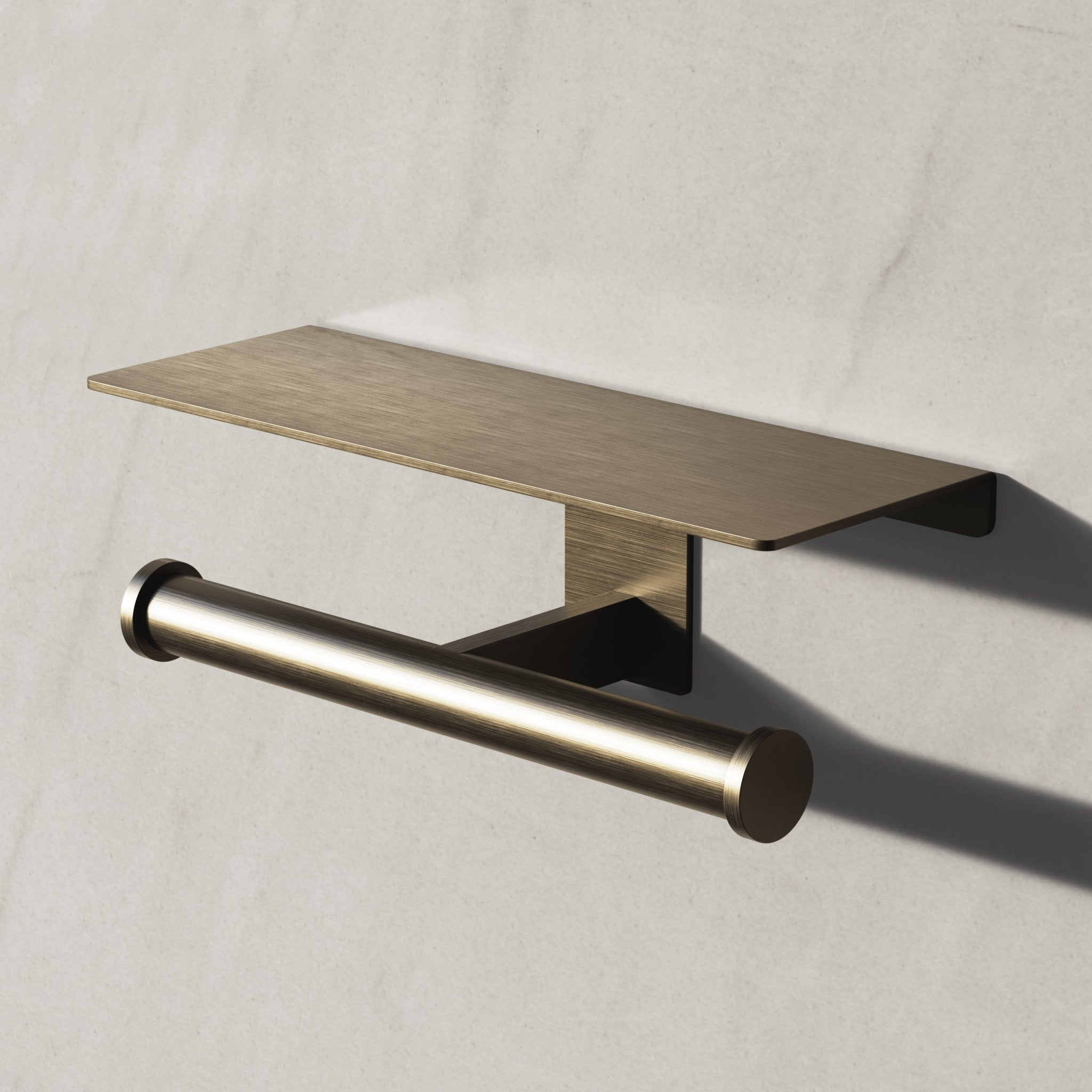 Image of Double Toilet Roll Holder with Shelf - Cavari
