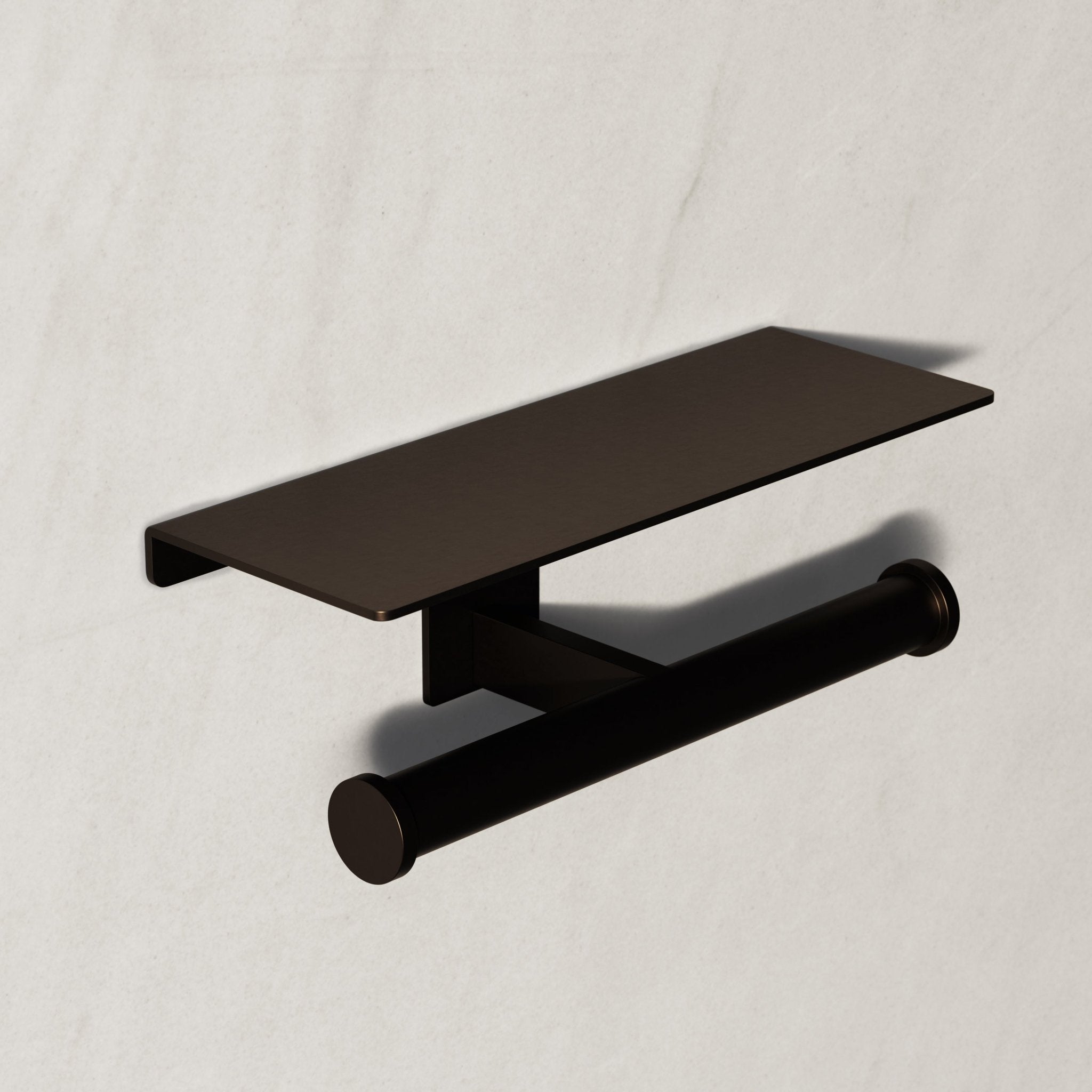 Image of Double Toilet Roll Holder with Shelf - Cavari