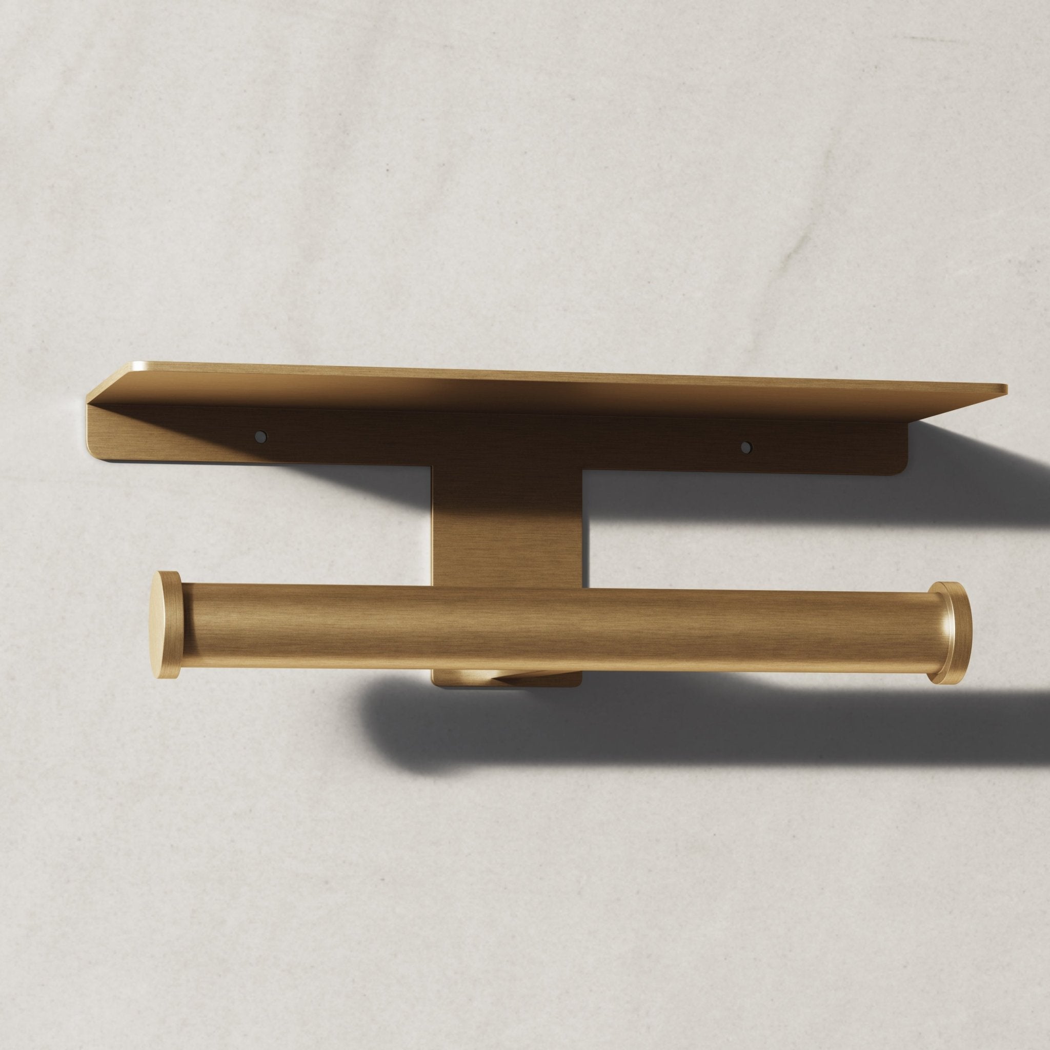 Image of Double Toilet Roll Holder with Shelf - Cavari