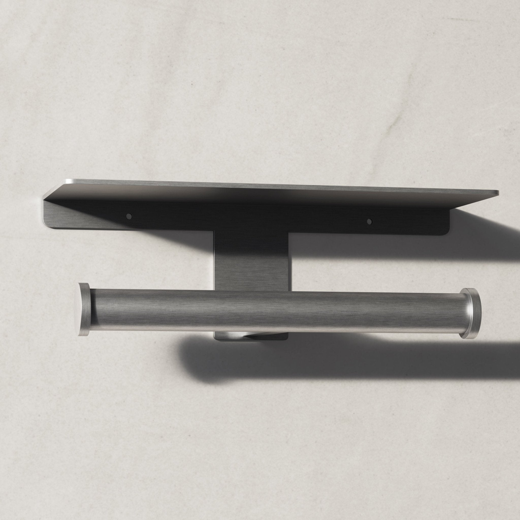 Image of Double Toilet Roll Holder with Shelf - Cavari