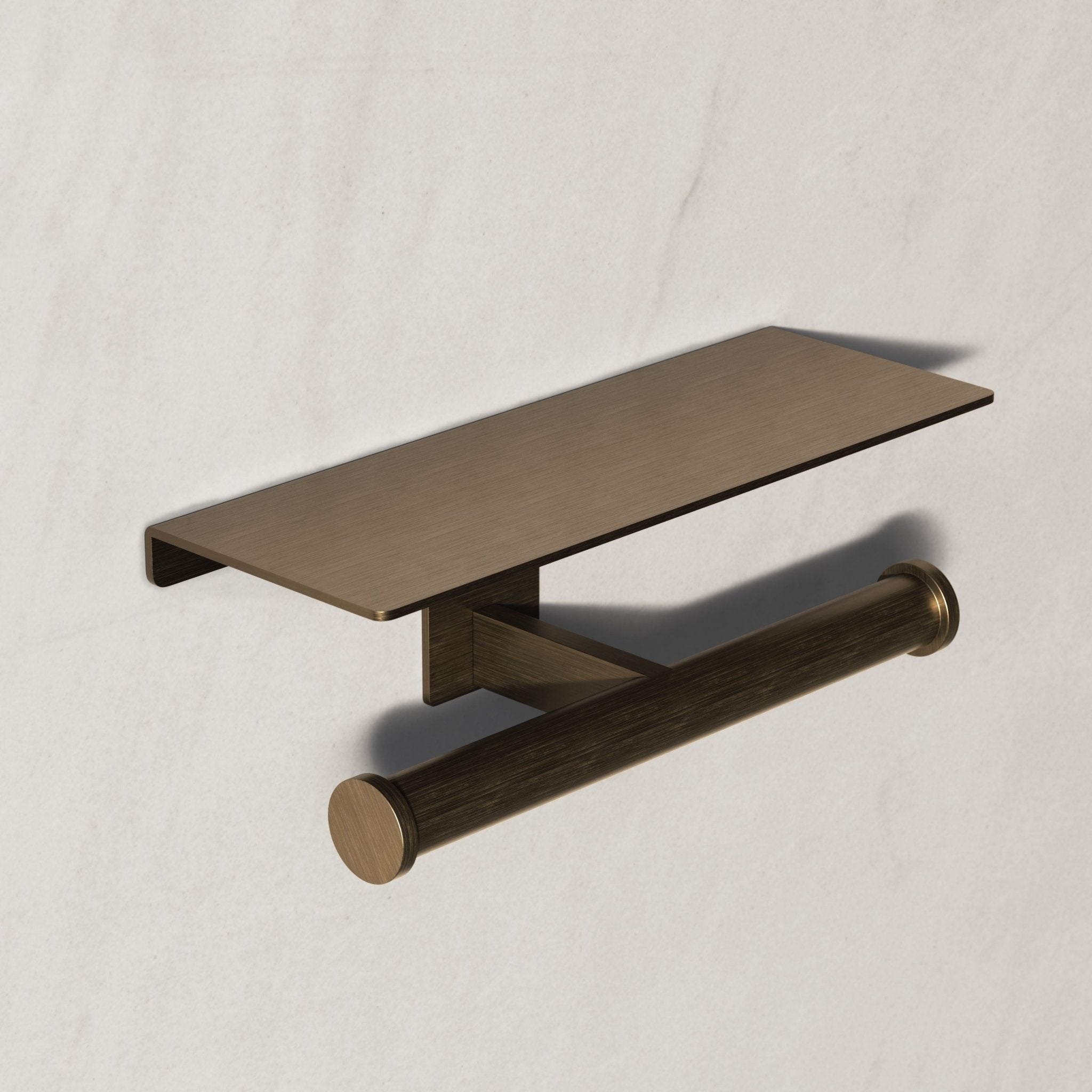 Image of Double Toilet Roll Holder with Shelf - Cavari