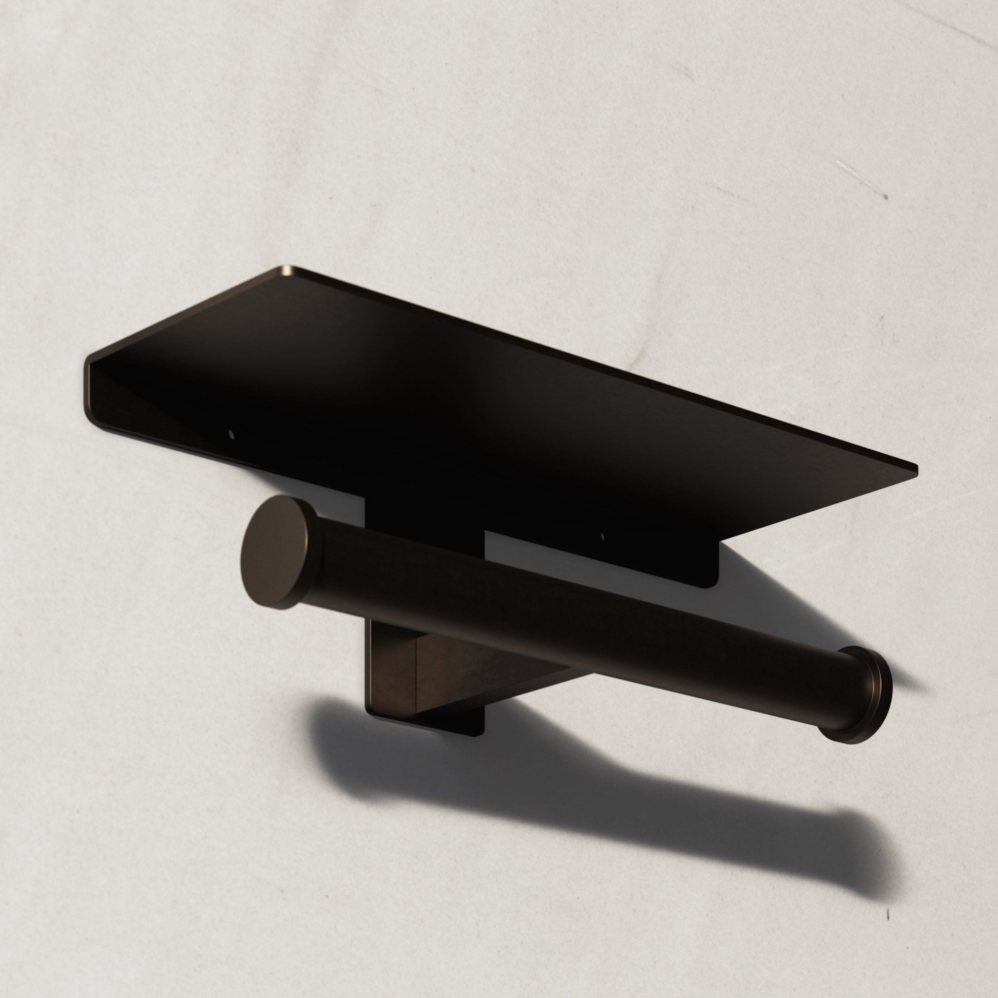 Image of Double Toilet Roll Holder with Shelf - Cavari