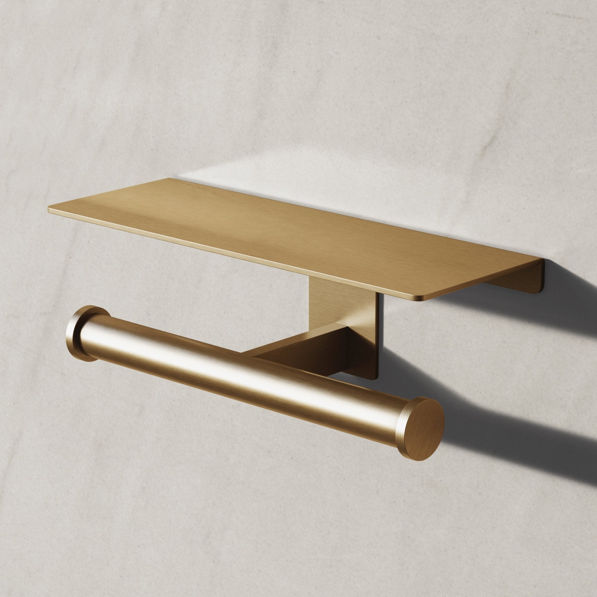 Image of Double Toilet Roll Holder with Shelf - Cavari