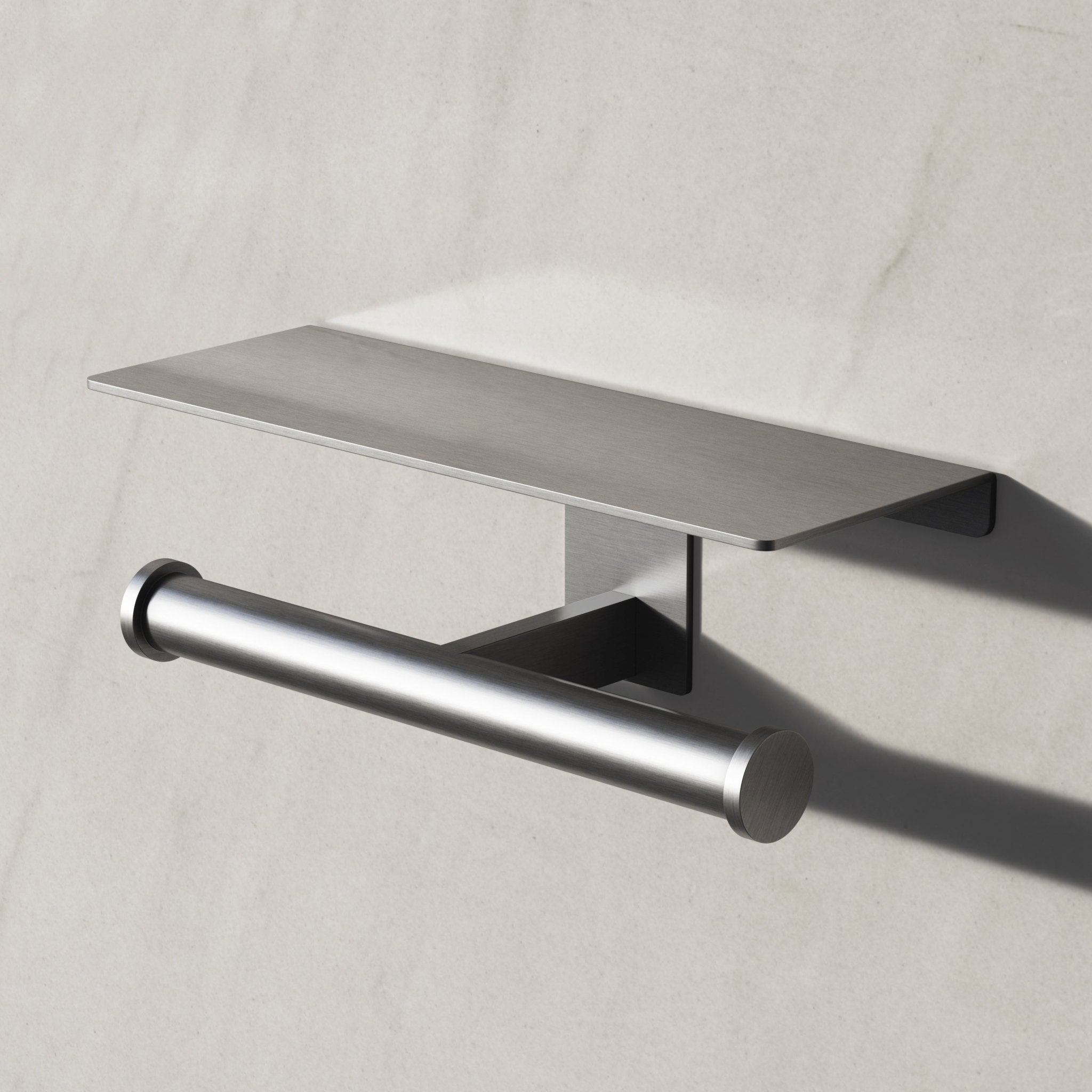 Image of Double Toilet Roll Holder with Shelf - Cavari