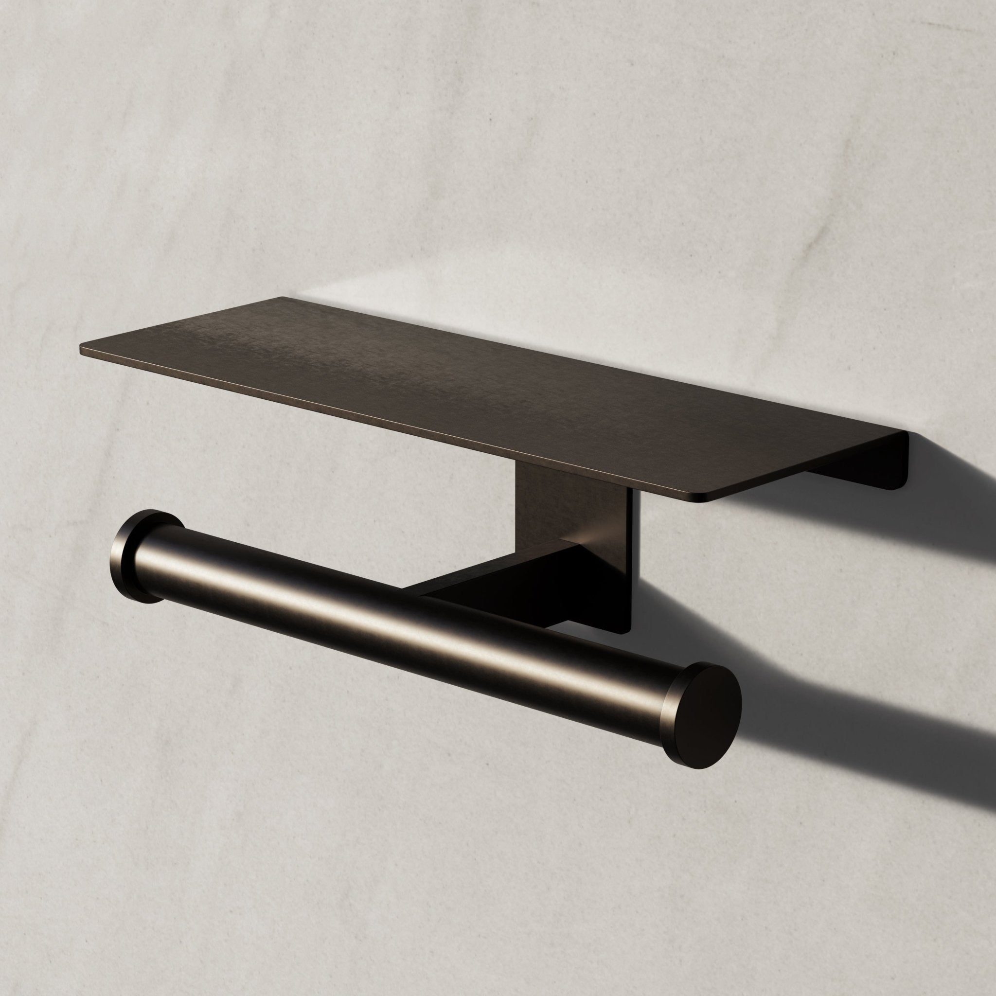 Image of Double Toilet Roll Holder with Shelf - Cavari