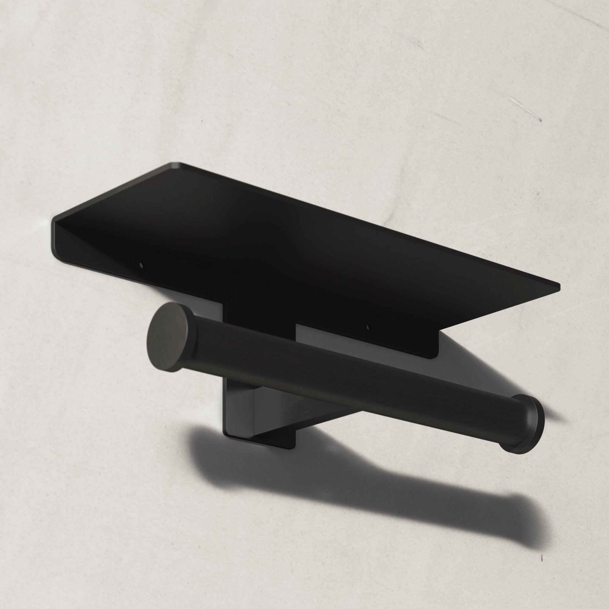 Image of Double Toilet Roll Holder with Shelf - Cavari