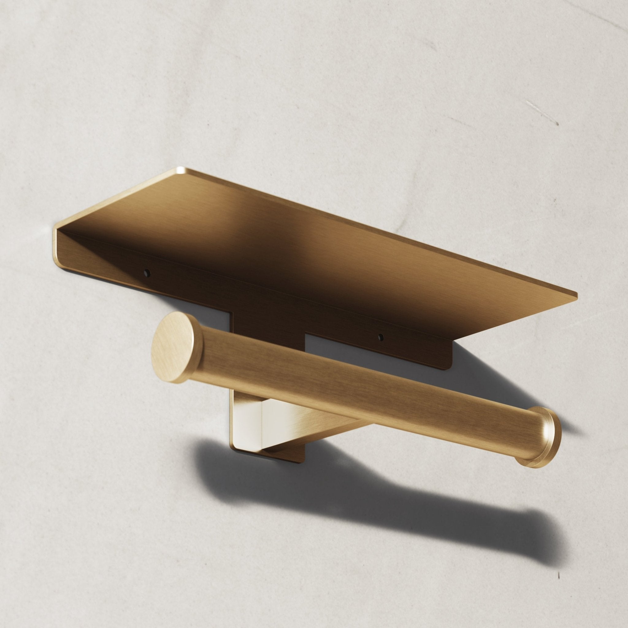 Image of Double Toilet Roll Holder with Shelf - Cavari