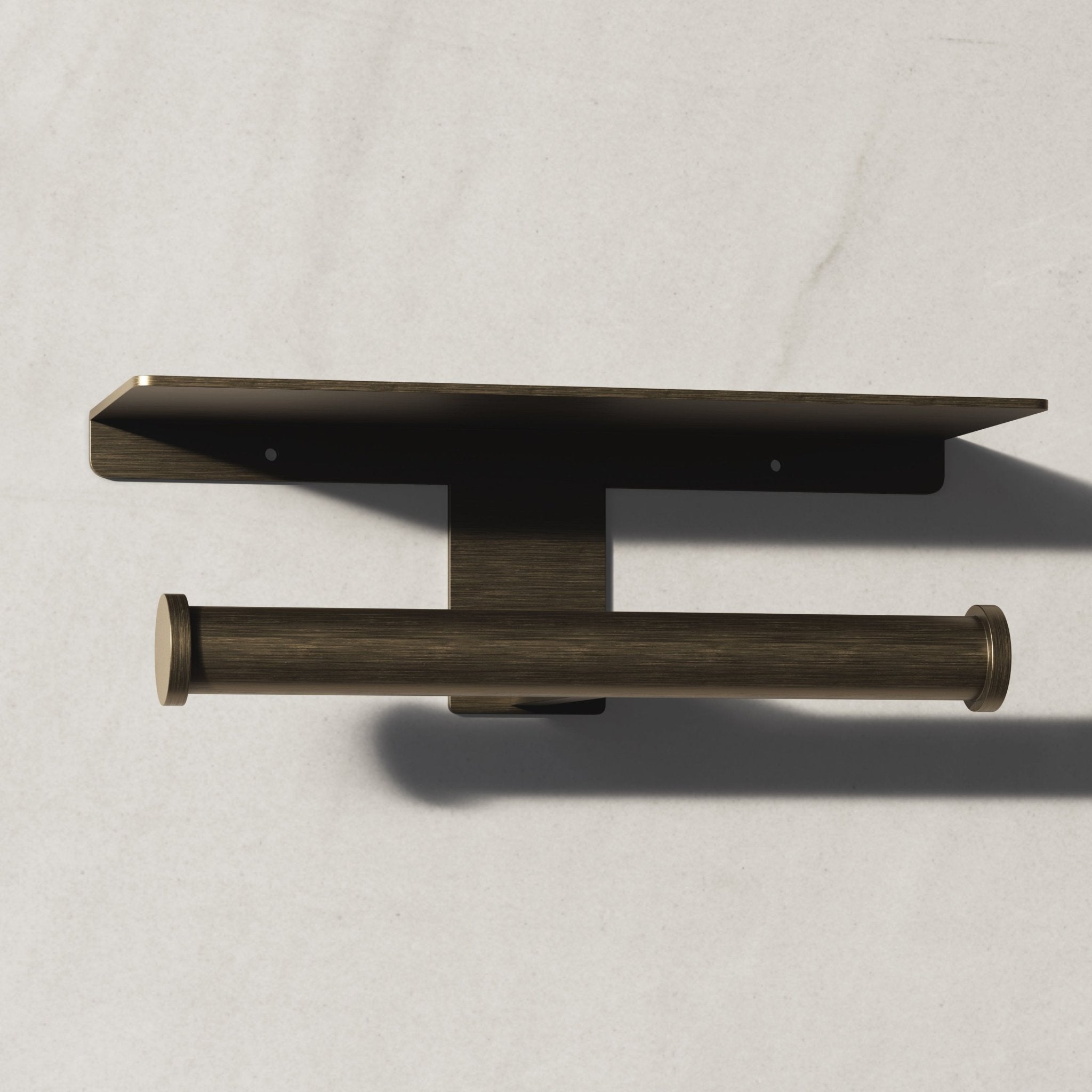 Image of Double Toilet Roll Holder with Shelf - Cavari