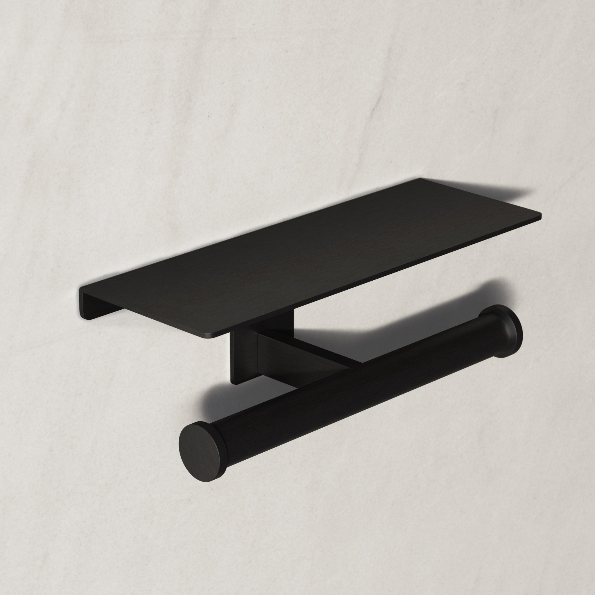 Image of Double Toilet Roll Holder with Shelf - Cavari