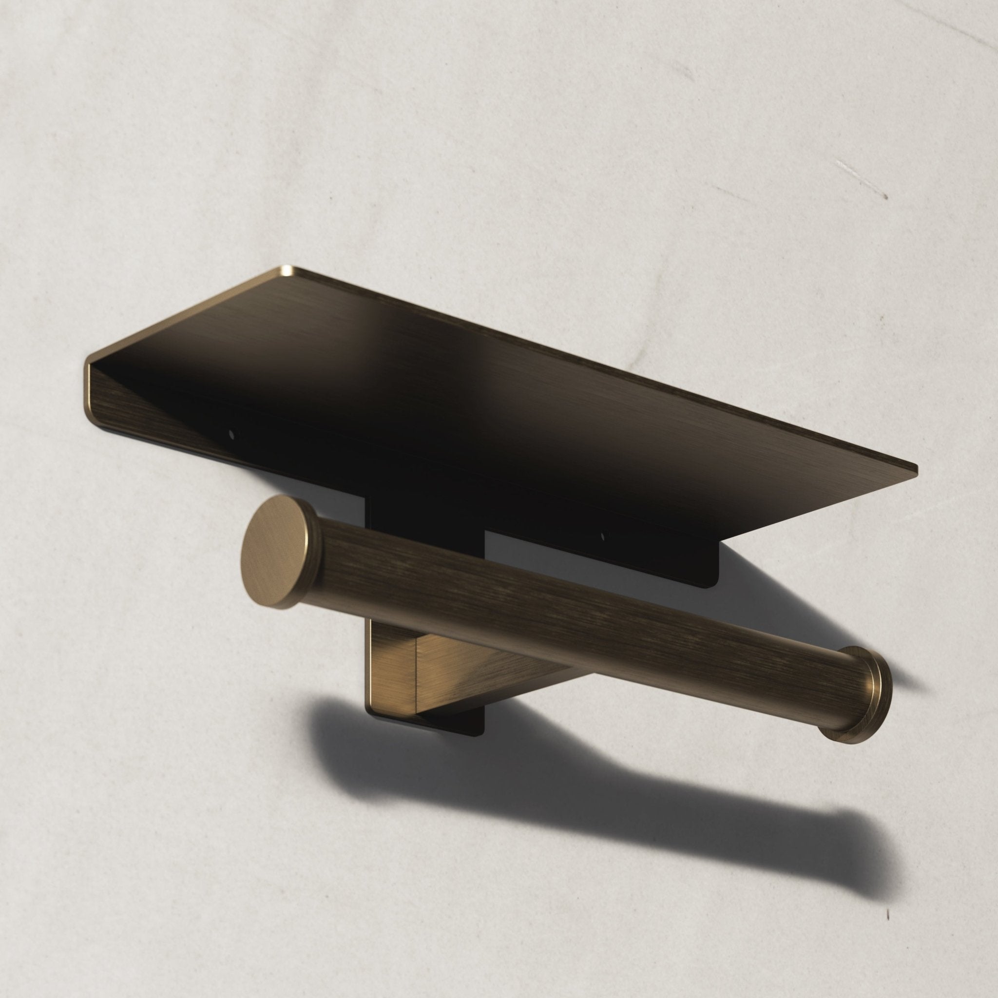 Image of Double Toilet Roll Holder with Shelf - Cavari