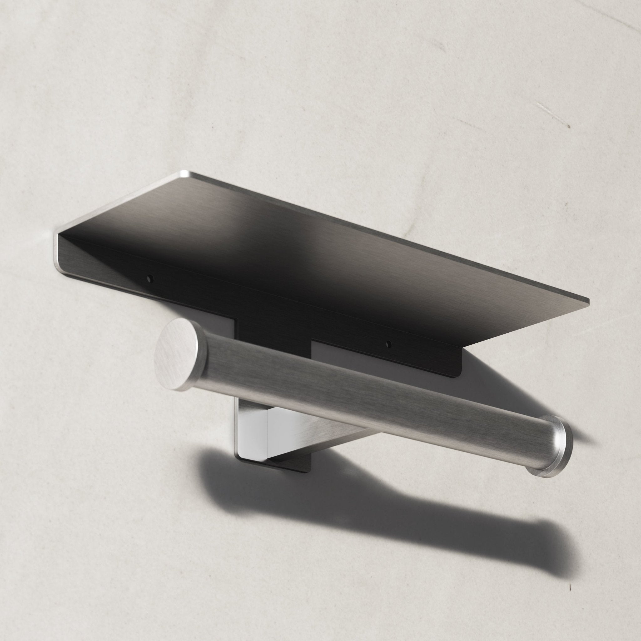 Image of Double Toilet Roll Holder with Shelf - Cavari