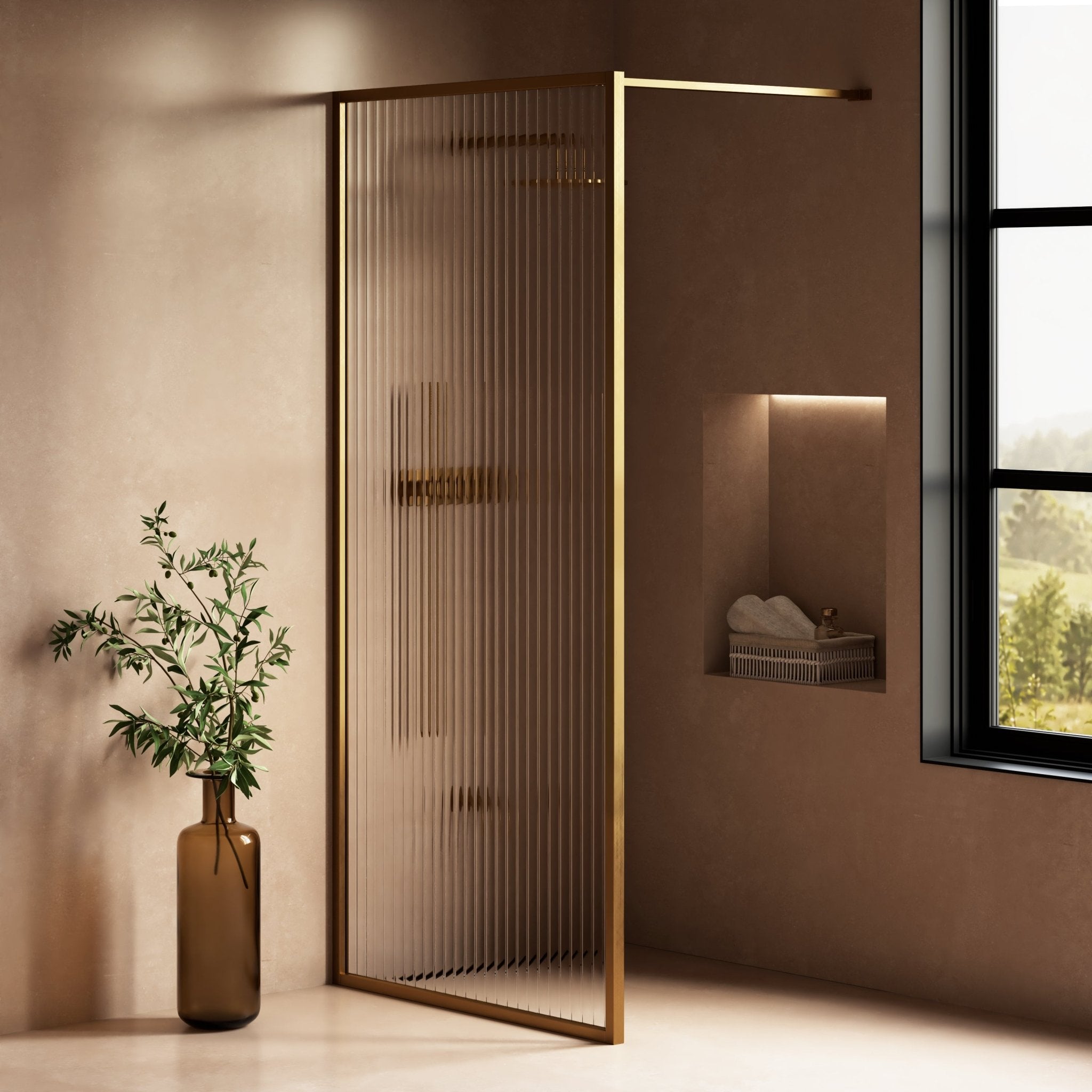 Image of Elara Reeded Shower Screen - Cavari