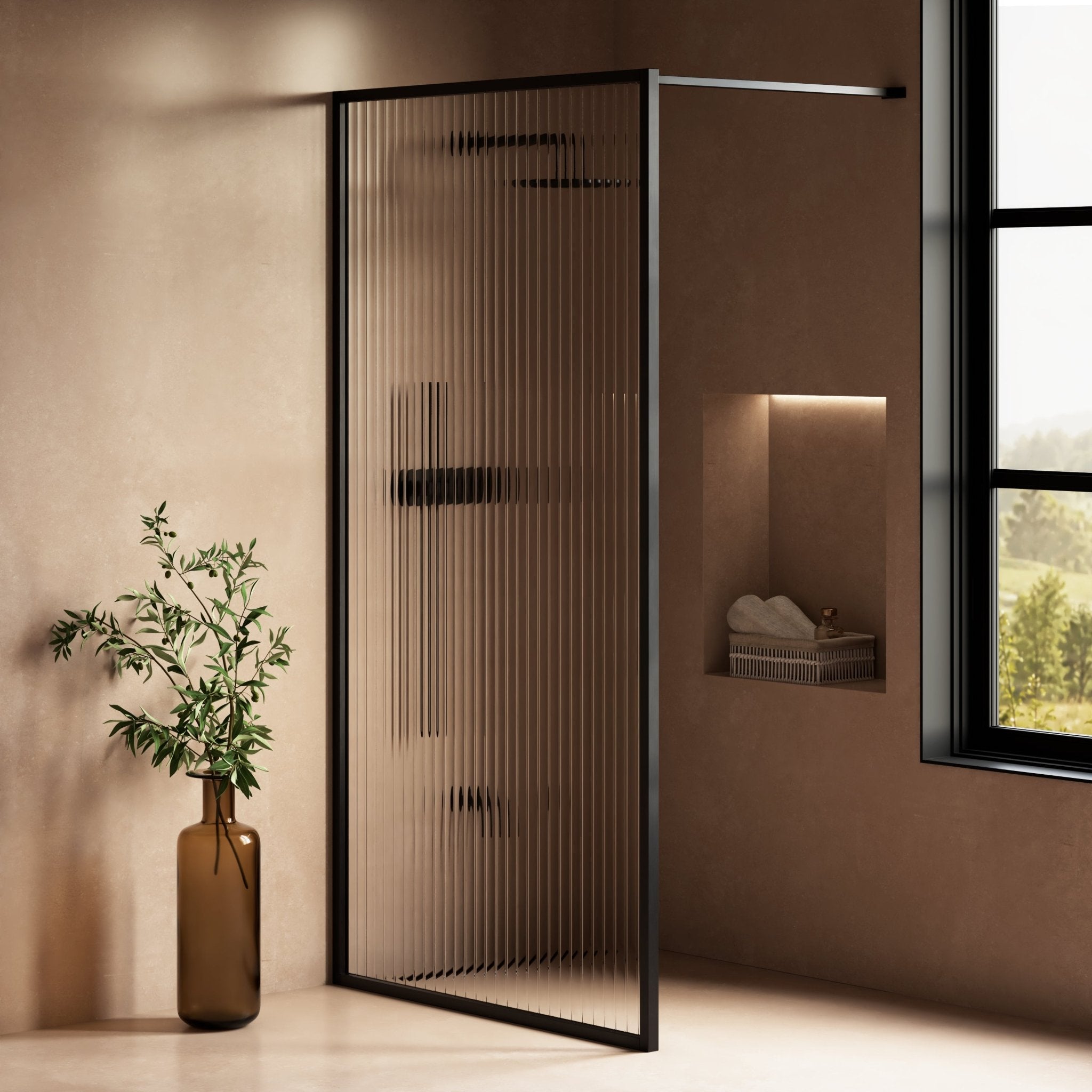 Image of Elara Reeded Shower Screen - Cavari