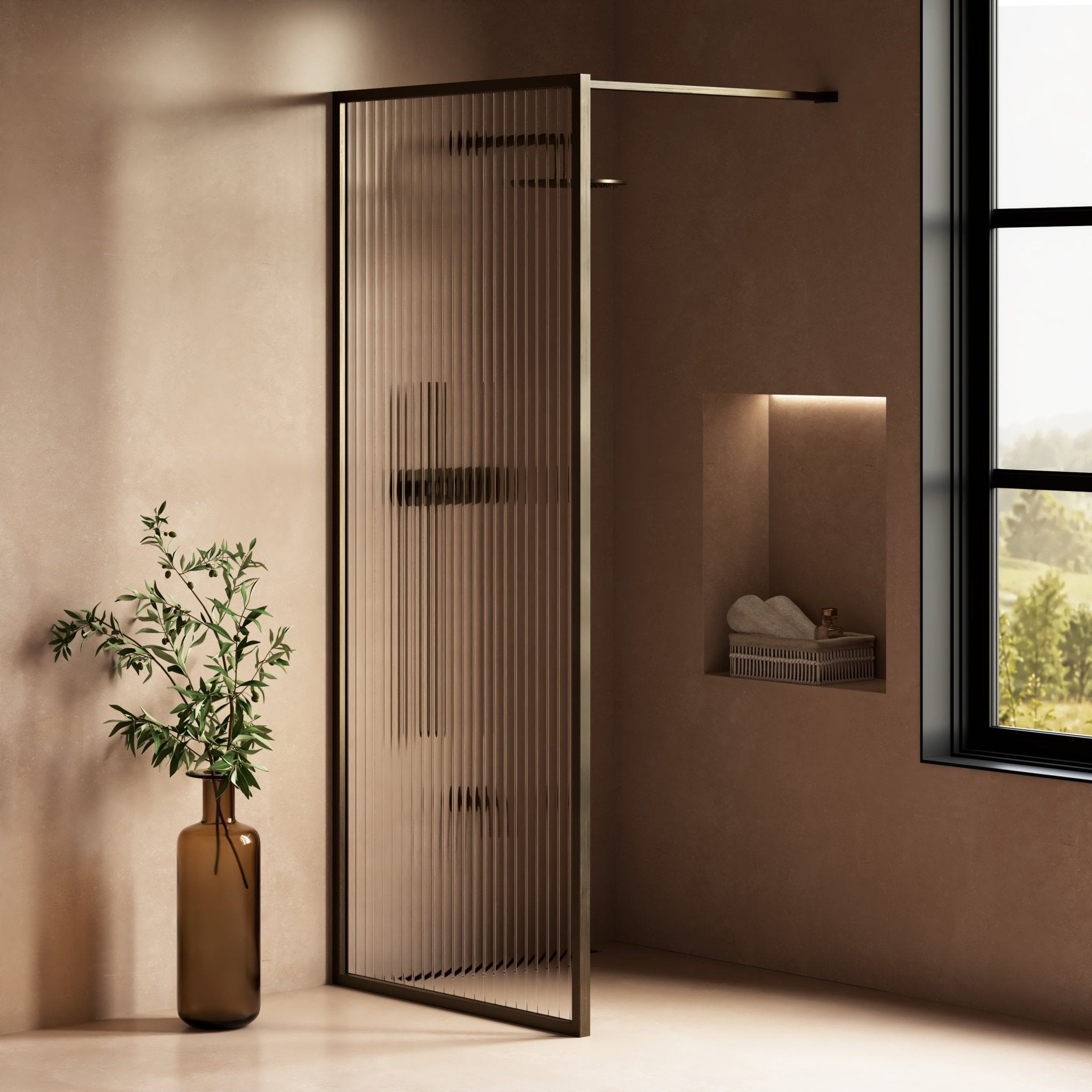 Image of Elara Reeded Shower Screen - Cavari