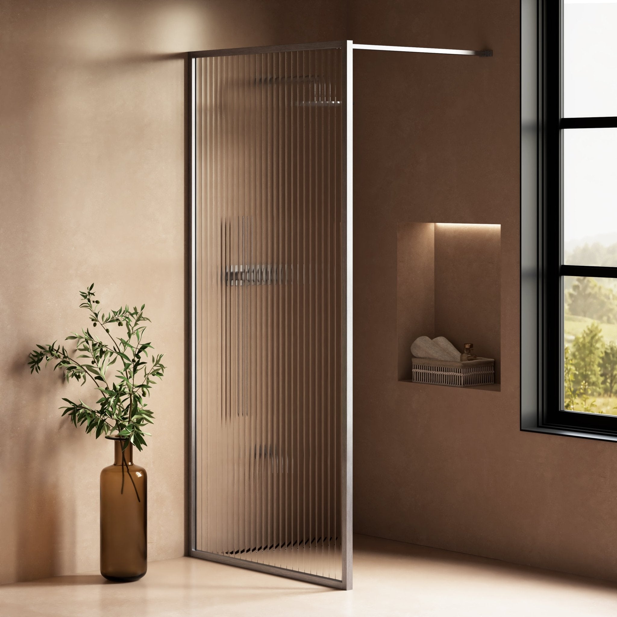 Image of Elara Reeded Shower Screen - Cavari