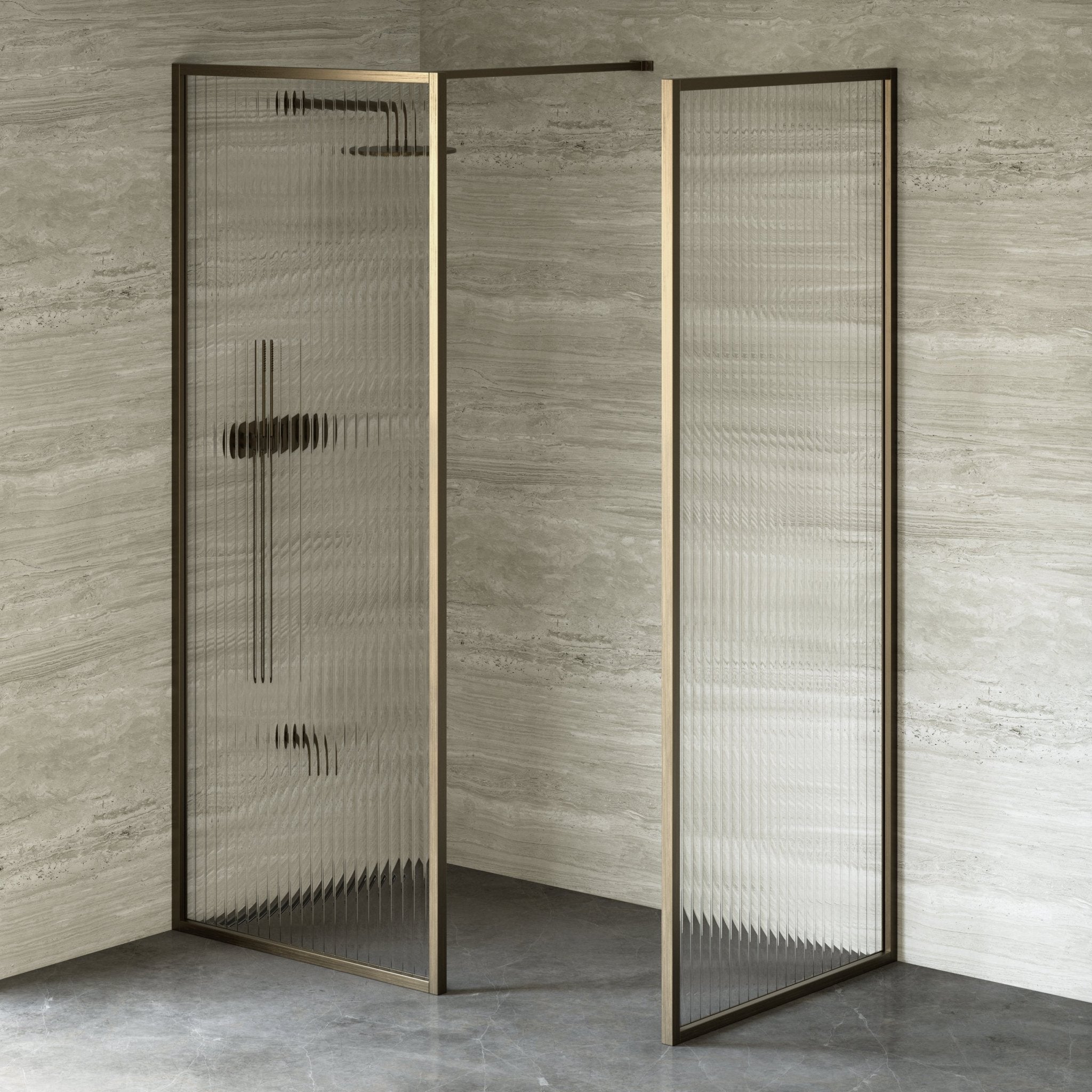 Image of Elara Reeded Shower Screen - Return Panel - Cavari