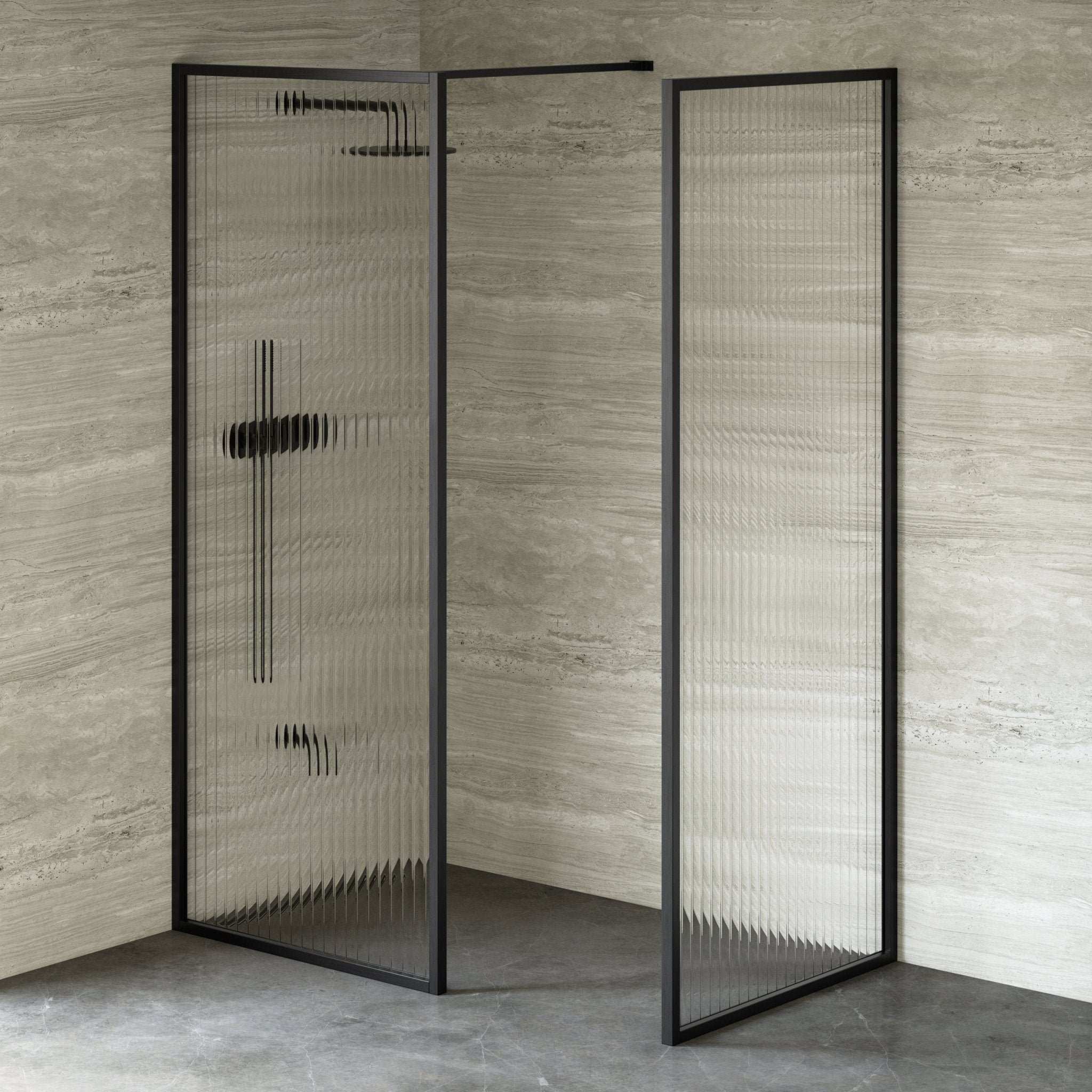 Image of Elara Reeded Shower Screen - Return Panel - Cavari